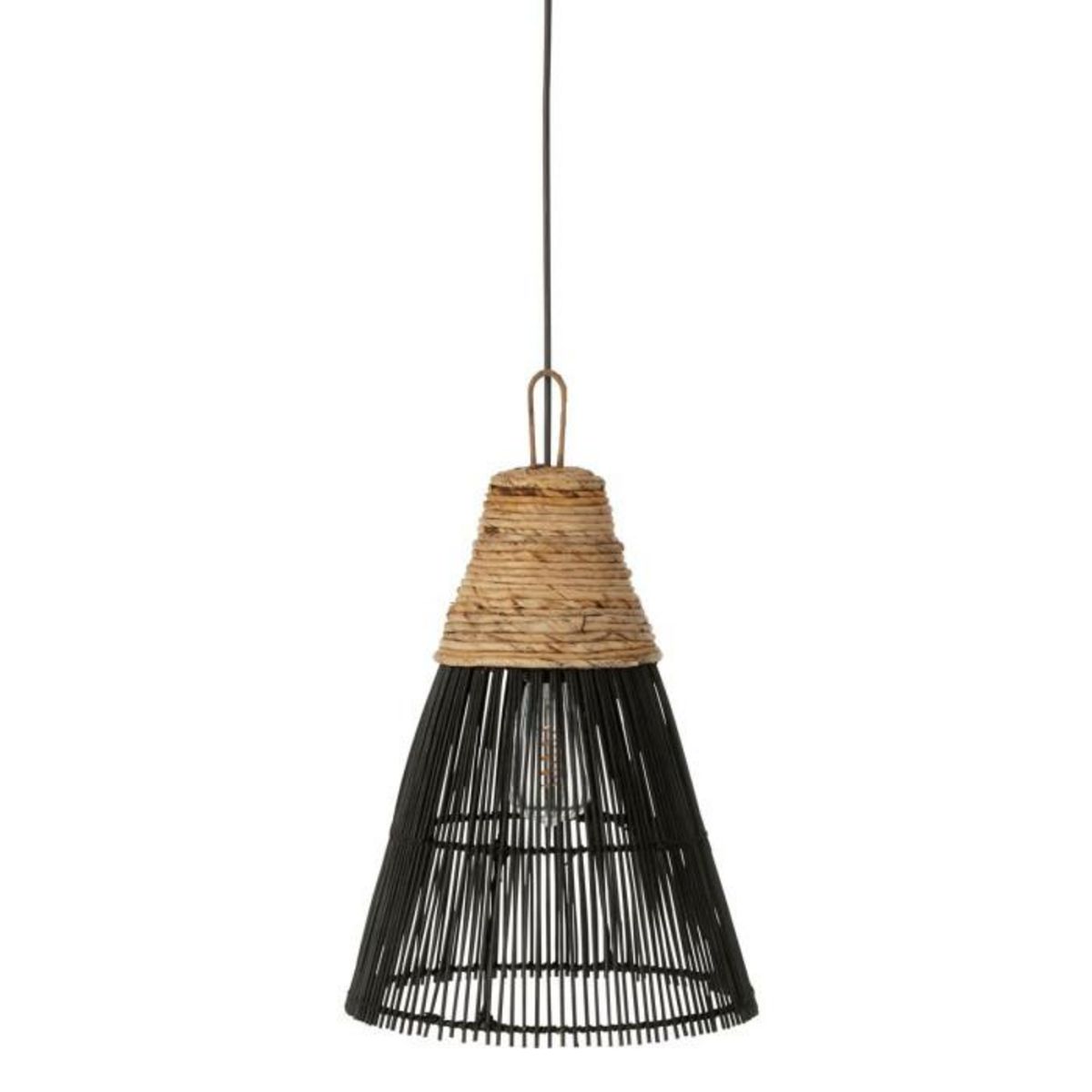 Paris Prix Lampe Suspension en Rotin  Cone  42cm Noir