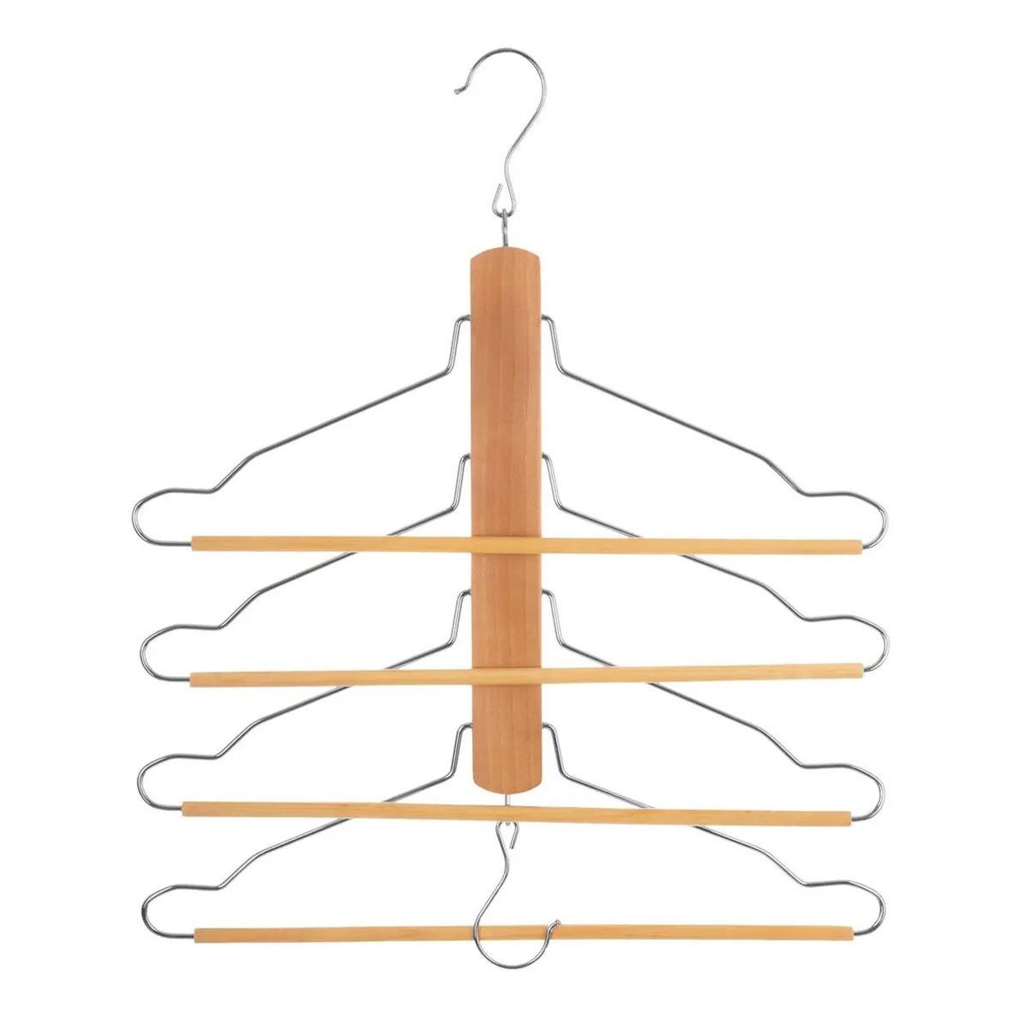 FIVE Cintre en bois 4 chemises & pantalons  2 positions  44cm naturel