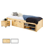 IDIMEX Lit fonctionnel SABRINA 90x190 cm, en pin massif. Coloris disponibles : Marron, Blanc