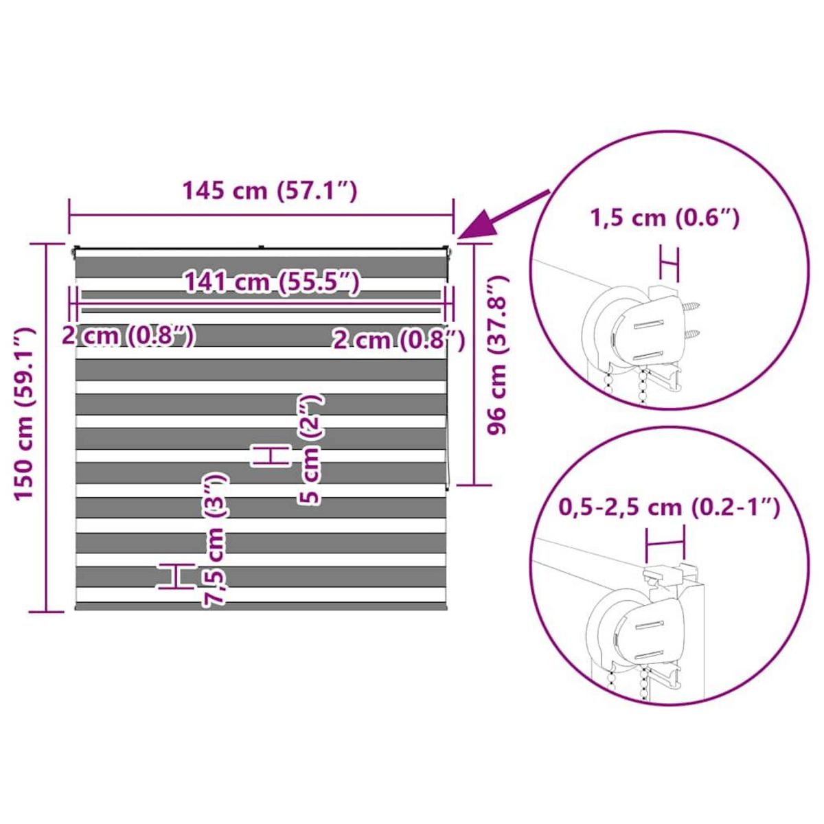 VIDAXL Store zebre beige marbre largeur du tissu 140,9 cm polyester