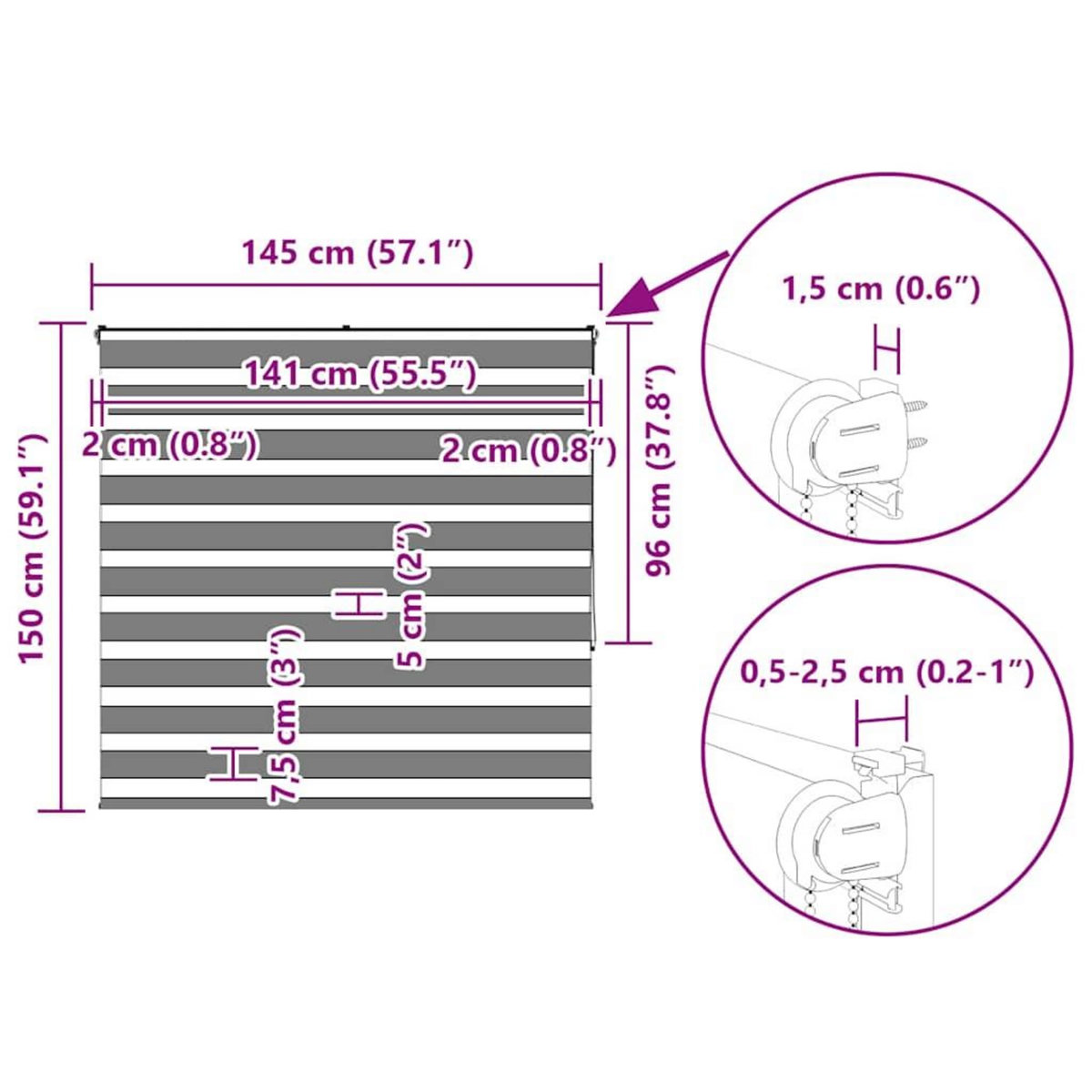 VIDAXL Store zebre beige marbre largeur du tissu 140,9 cm polyester