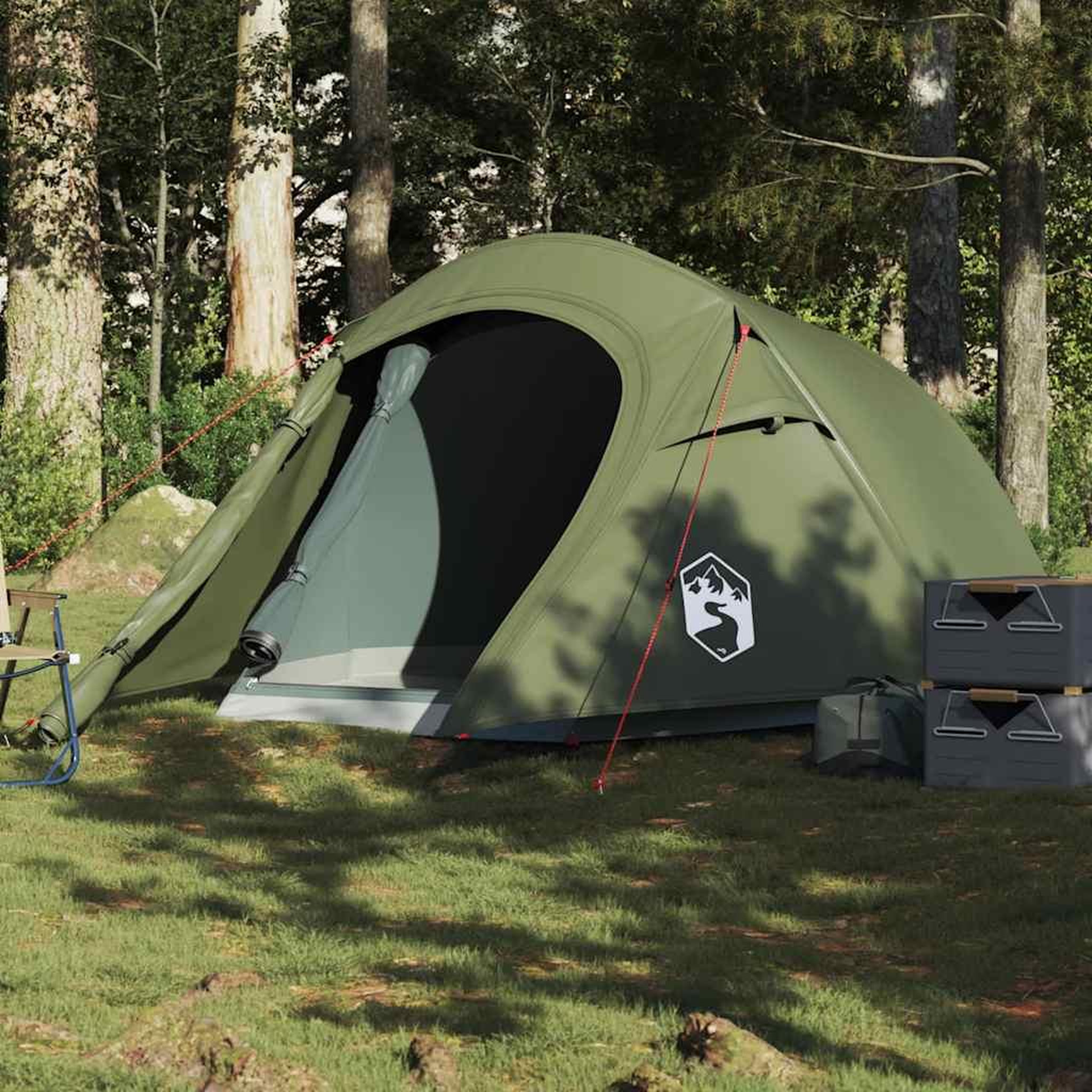 VIDAXL Tente de camping tunnel 2 personnes vert olive impermeable