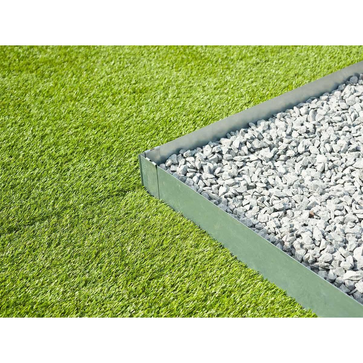 NATURE 3 bordures de jardin acier galvanisé avec 4 ancres incluses, 3 lattes de 91,4  x H10,2 cm soit 2,64 m, gris