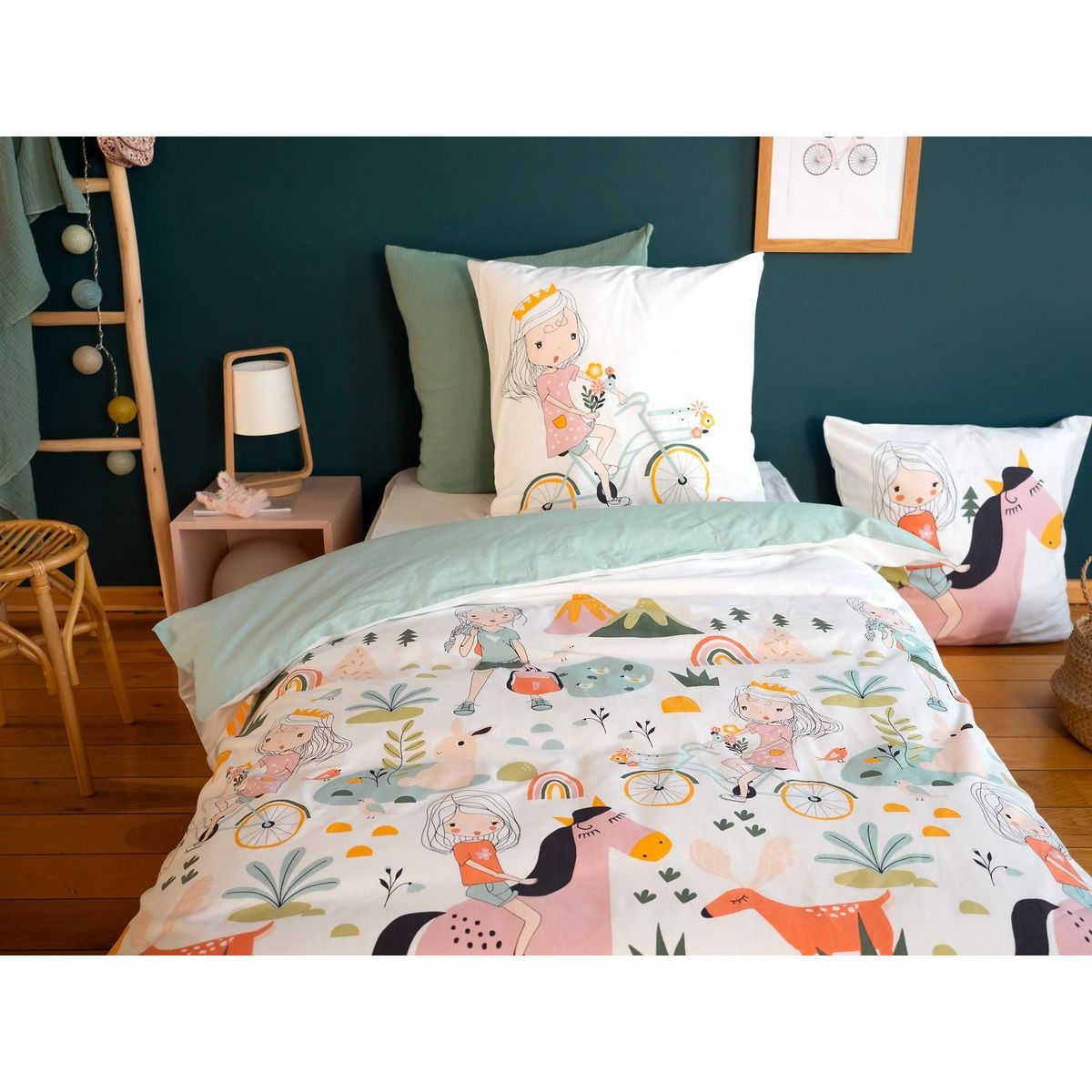 Home collection Parure de couette 2pcs 140x200cm better coton bci made in green tess rando