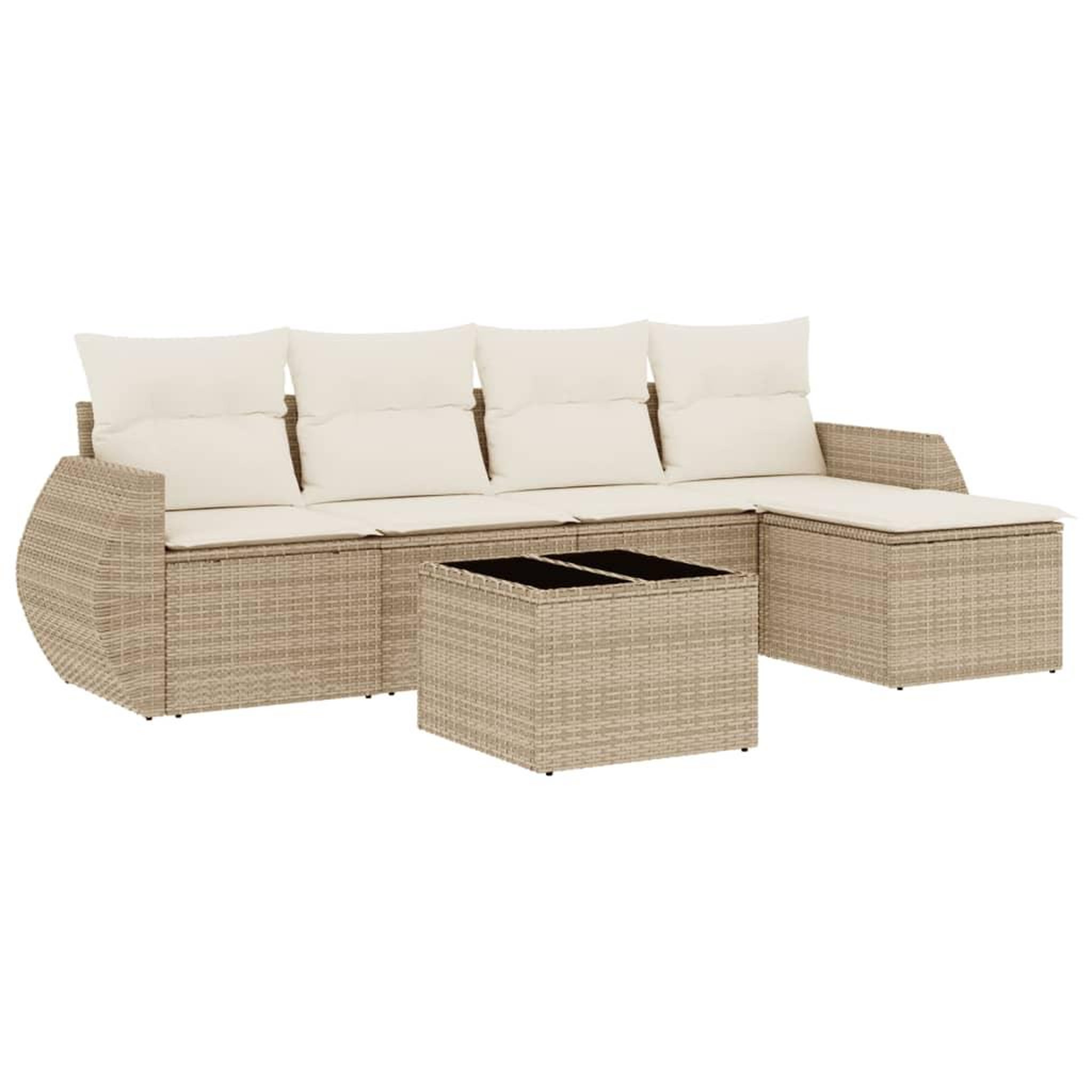 Voir la diapositive 2 : VIDAXL Salon de jardin avec coussins 6 pcs beige resine tressee