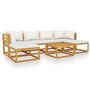 Voir la diapositive 2 : VIDAXL Salon de jardin 7 pcs avec coussin Creme Bois d'acacia solide