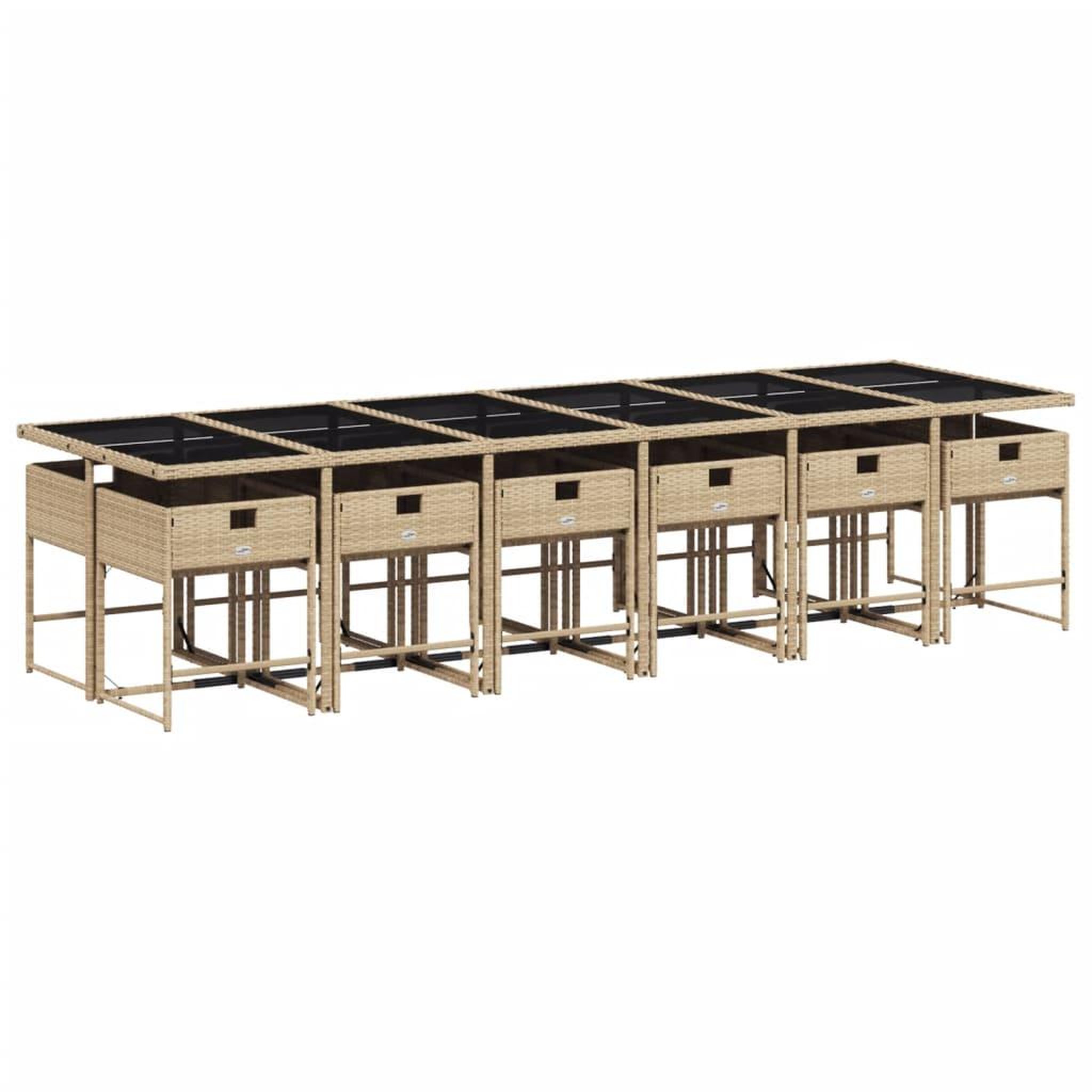 Voir la diapositive 3 : VIDAXL Ensemble a manger de jardin coussins 13 pcs melange beige rotin