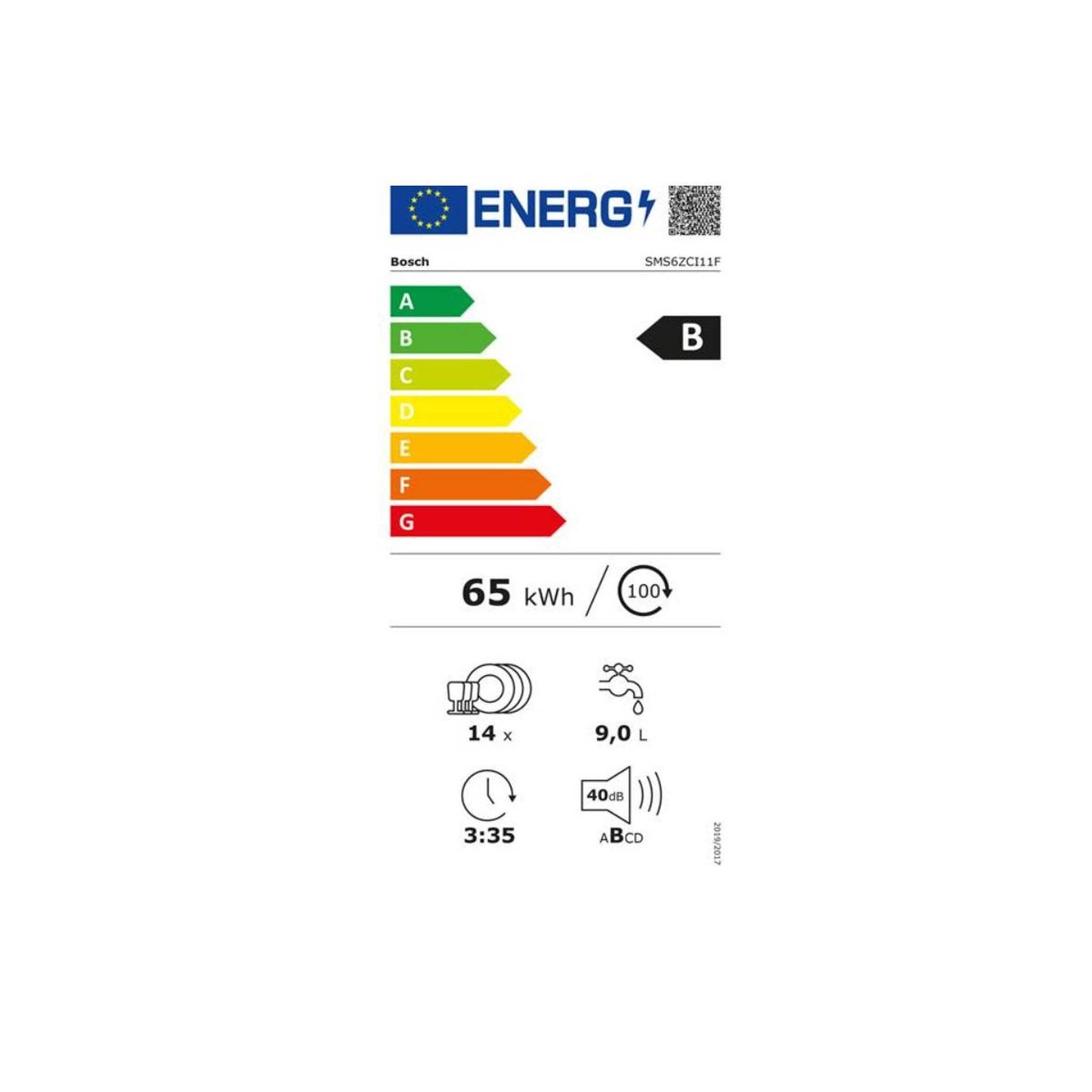 Voir la diapositive 2 : BOSCH Lave-vaisselle 60cm 14 couverts 40db - sms6zci11f