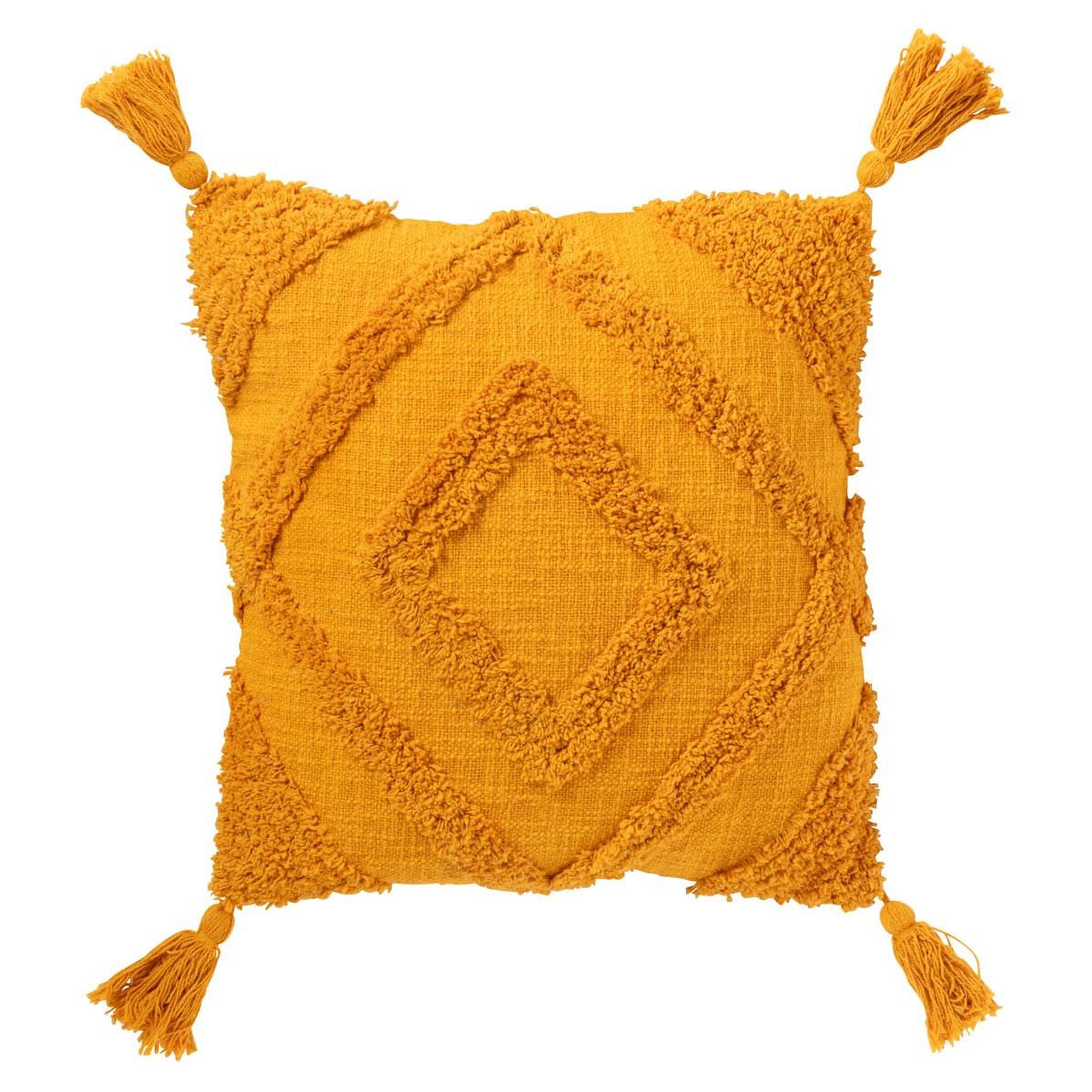J-LINE Coussin déco tufté  efren  50x50cm ocre