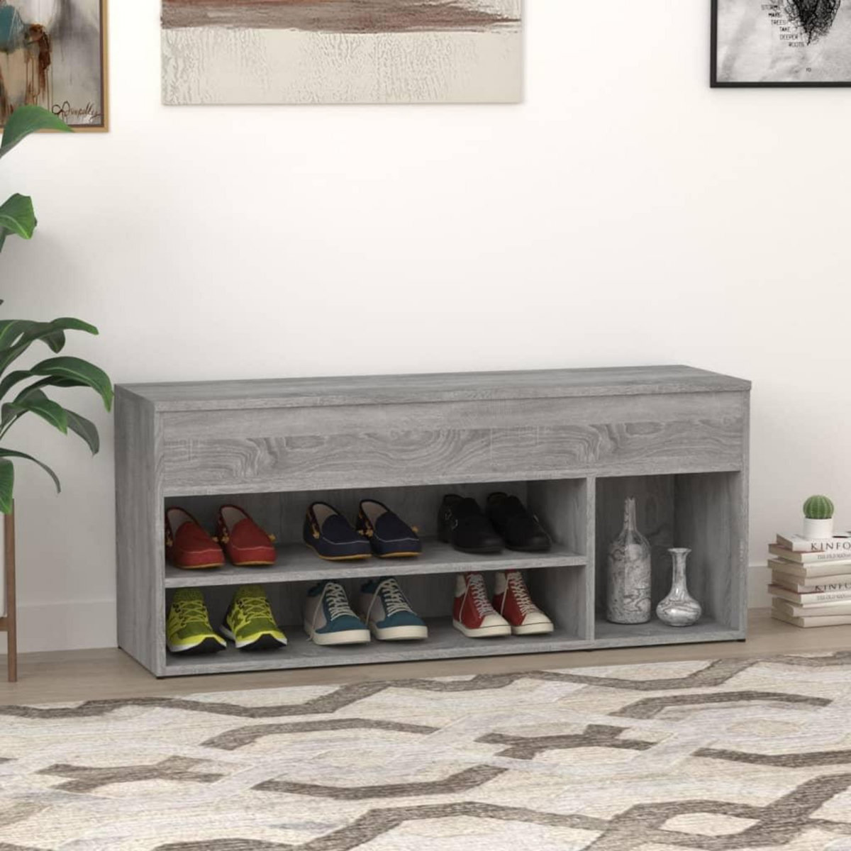 VIDAXL Banc a chaussures Sonoma gris 105x30x45 cm Bois d'ingenierie