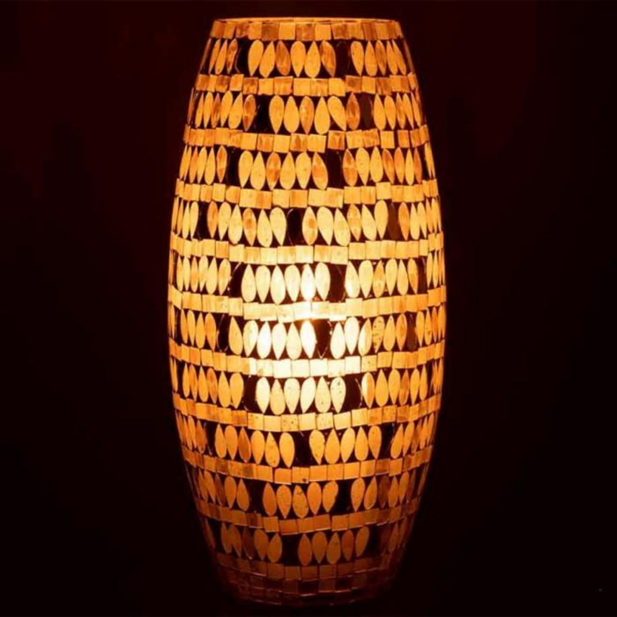 Paris Prix Photophore Design en Verre  Mosaïque  35cm Beige