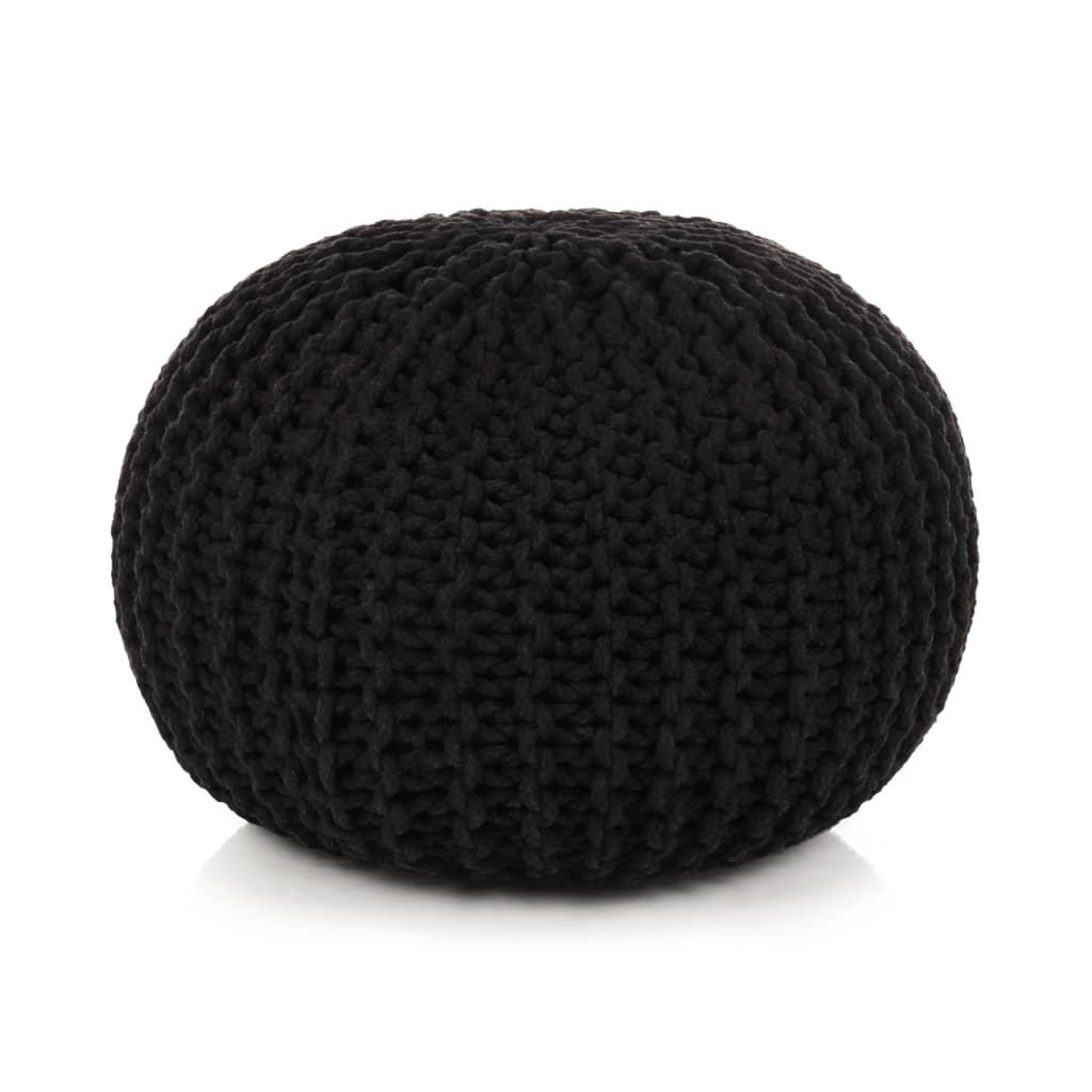 Voir la diapositive 1 : VIDAXL Pouf tricote a la main Coton 50 x 35 cm Noir