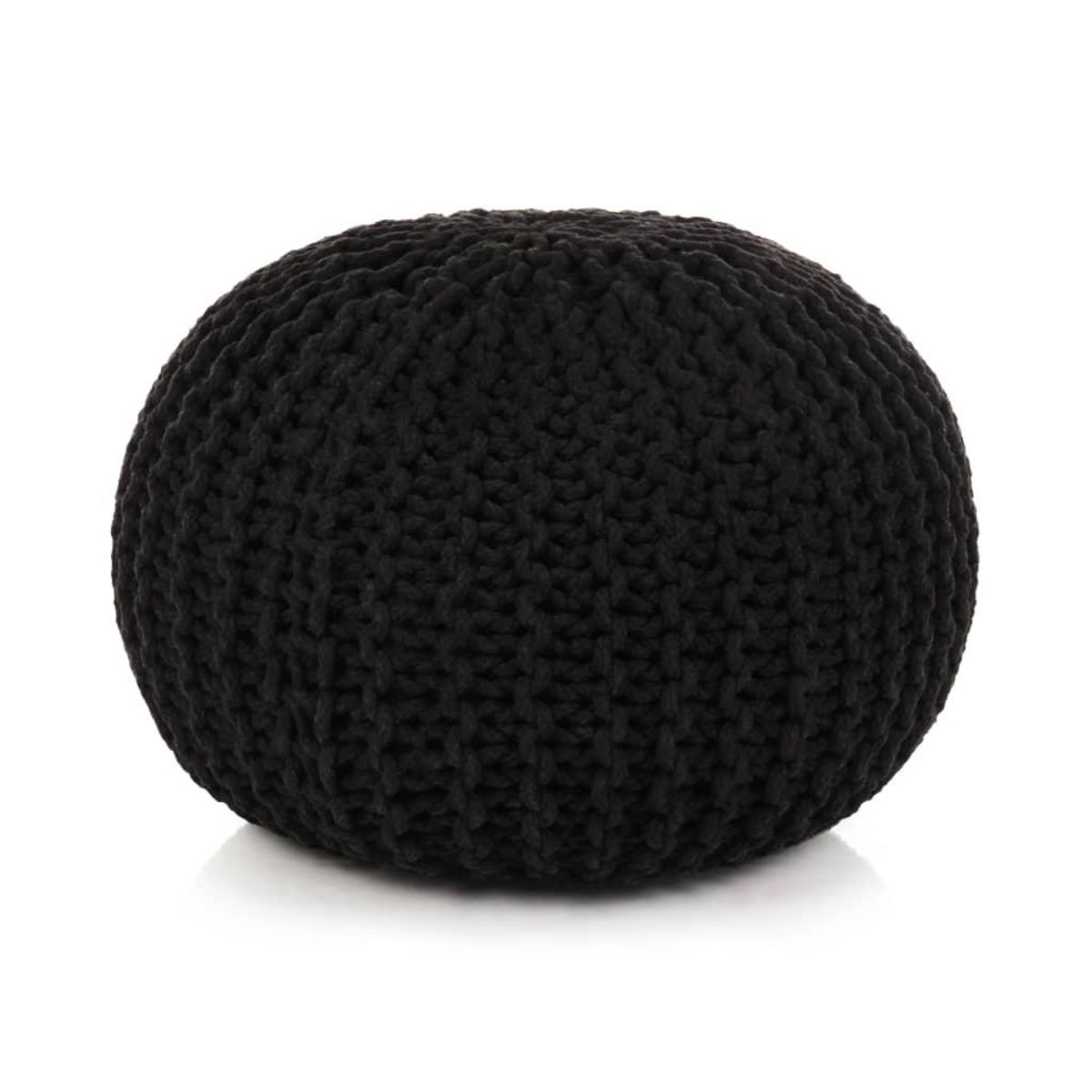 VIDAXL Pouf tricote a la main Coton 50 x 35 cm Noir