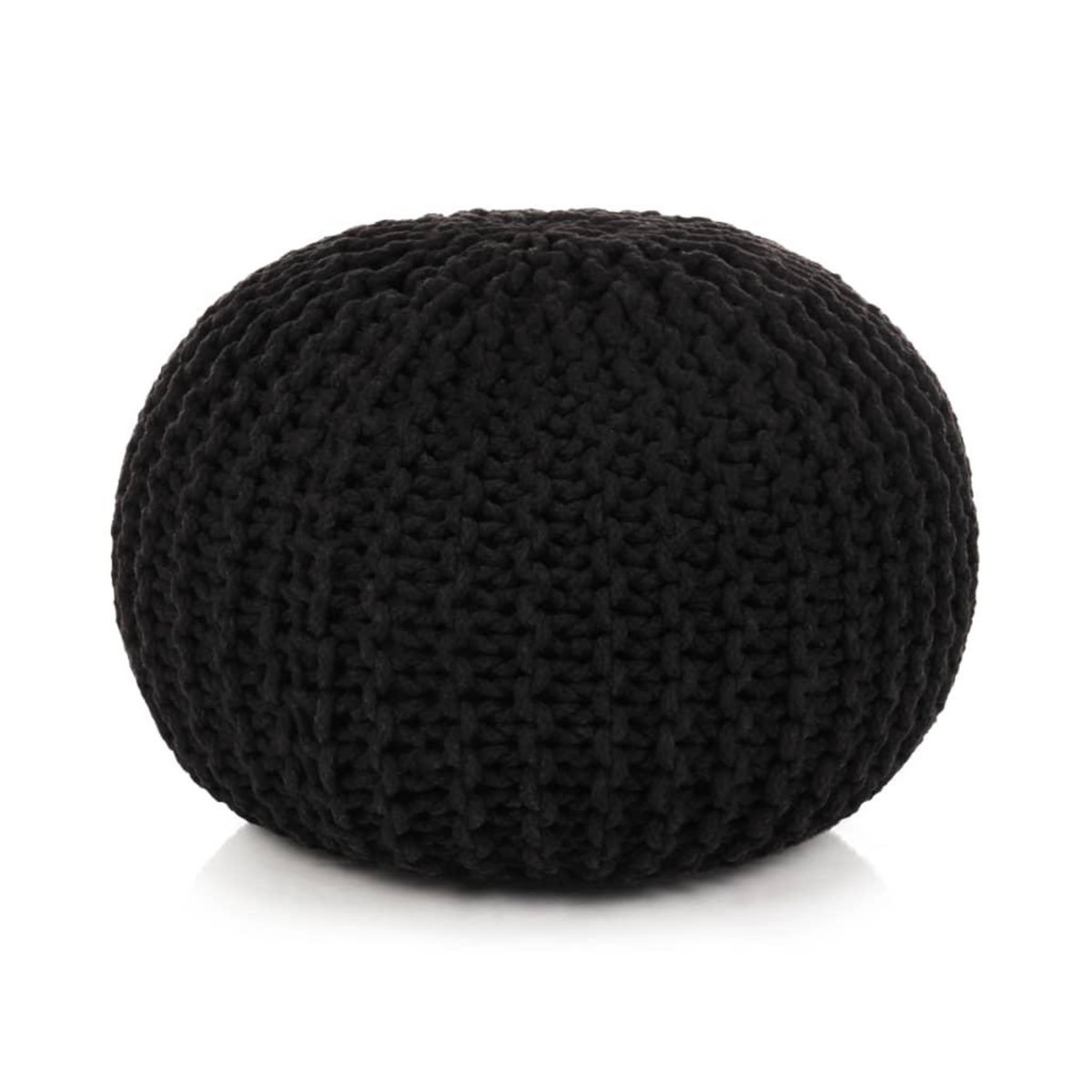 VIDAXL Pouf tricote a la main Coton 50 x 35 cm Noir