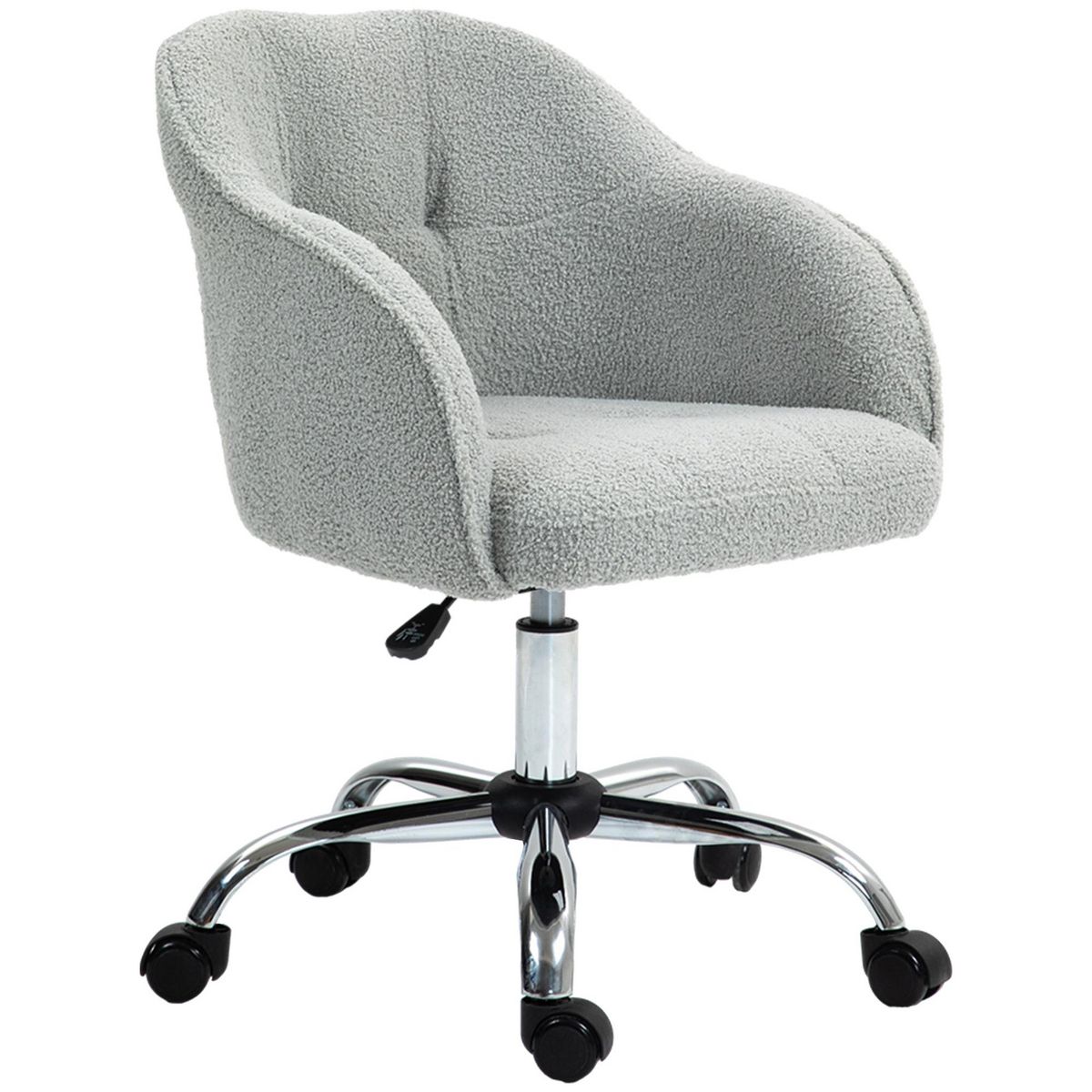 HOMCOM Chaise de bureau tissu bouclette design hauteur réglable pivotante piètement acier