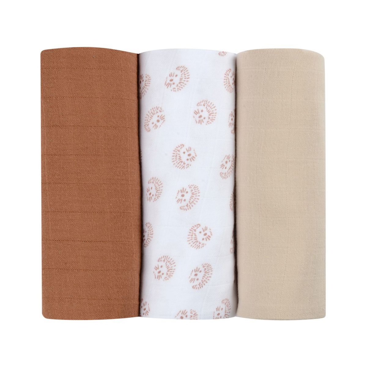 BEABA Boite de 3 Langes en coton bio Hérisson