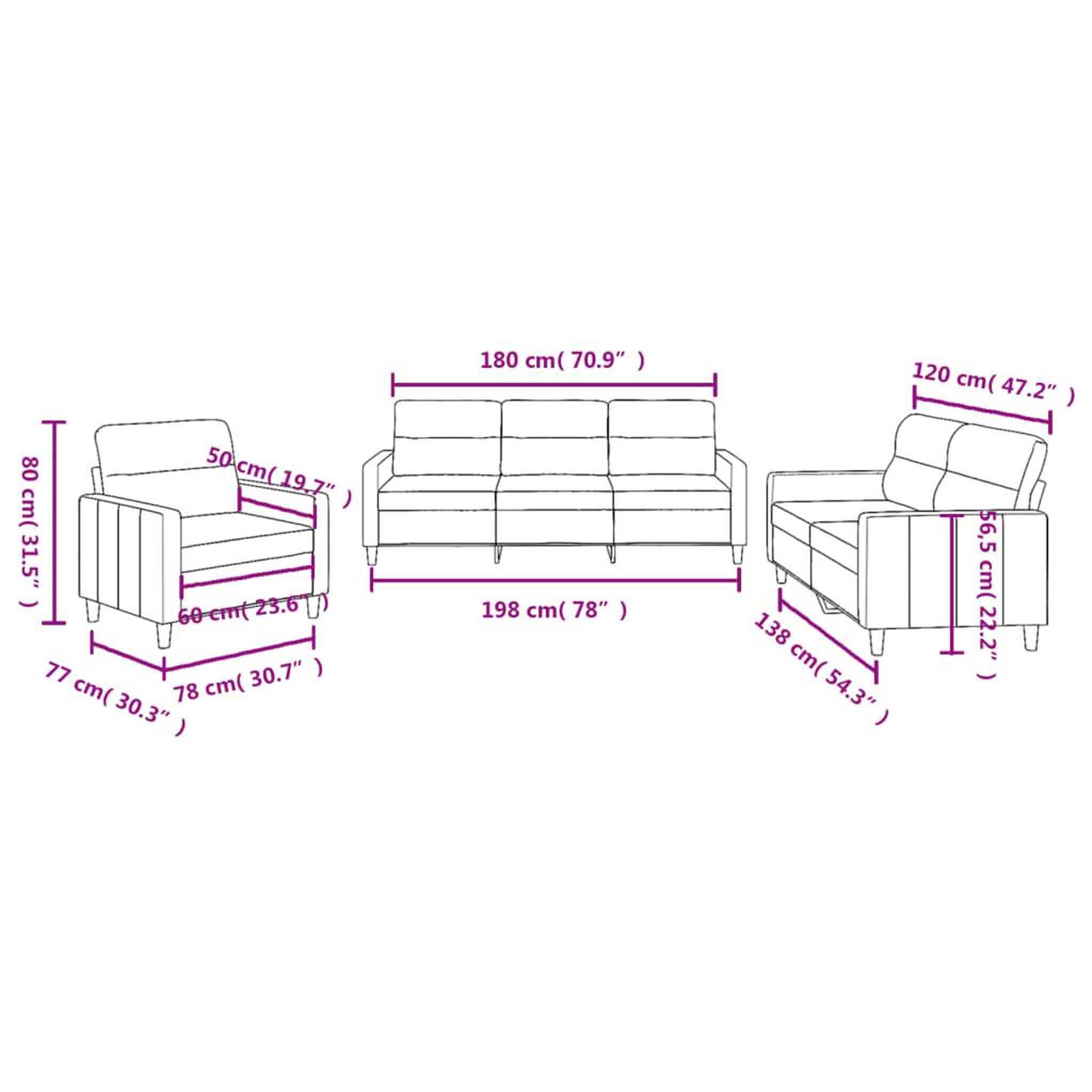 Voir la diapositive 6 : VIDAXL Ensemble de canapes 3 pcs avec coussins Marron Tissu