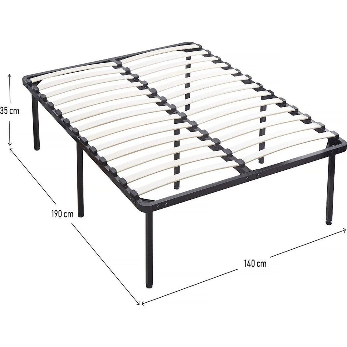 Habitat et Jardin Cadre à lattes + pieds pour matelas 140 x 190 cm - 26 lattes