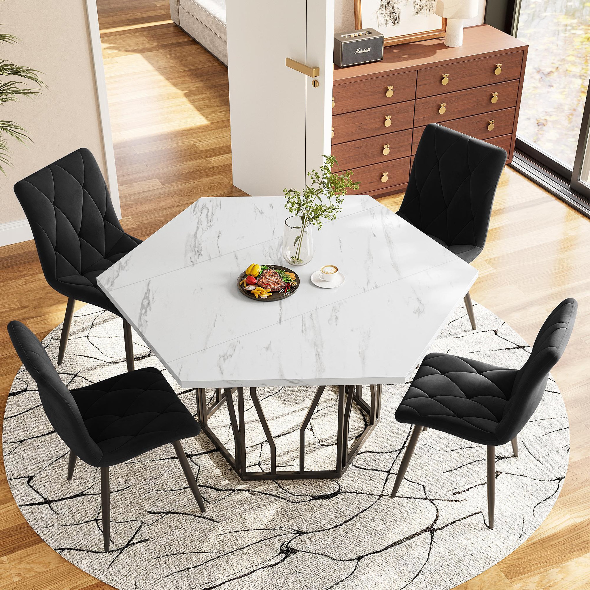 Voir la diapositive 4 : MERAX Table à manger hexagonale