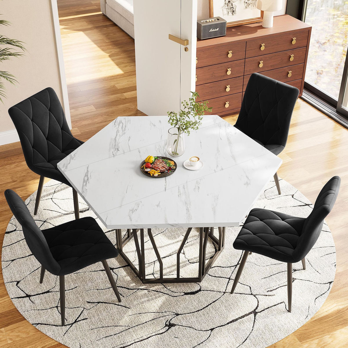 MERAX Table à manger hexagonale