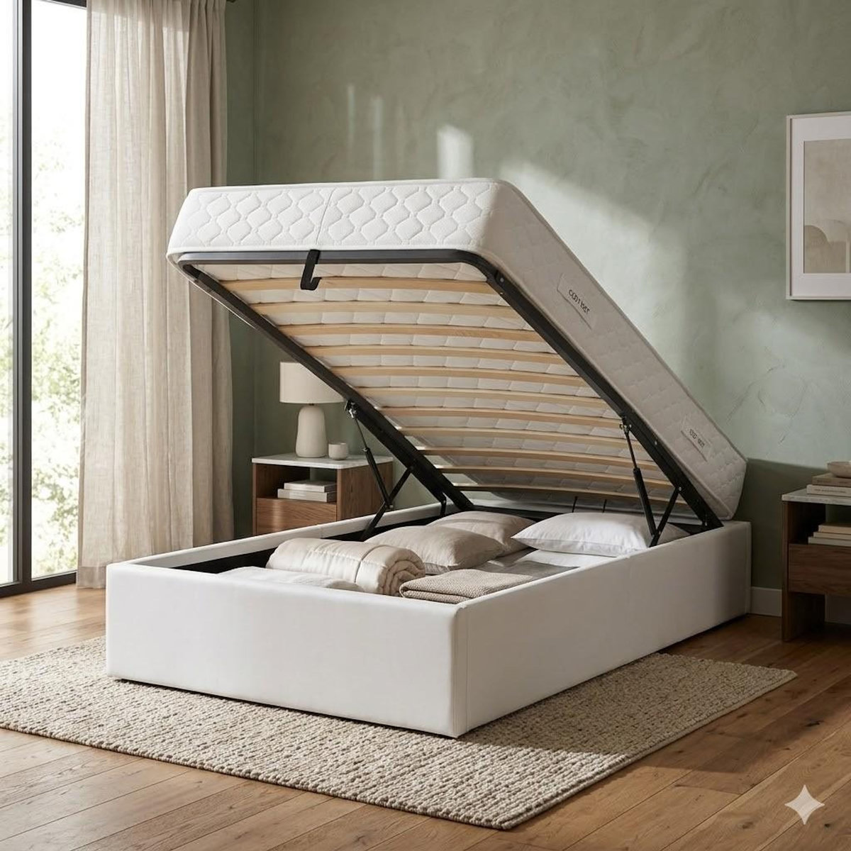 LITERIE JULIEN Ensemble Lit Coffre et Matelas  Soutien Très Ferme Haute