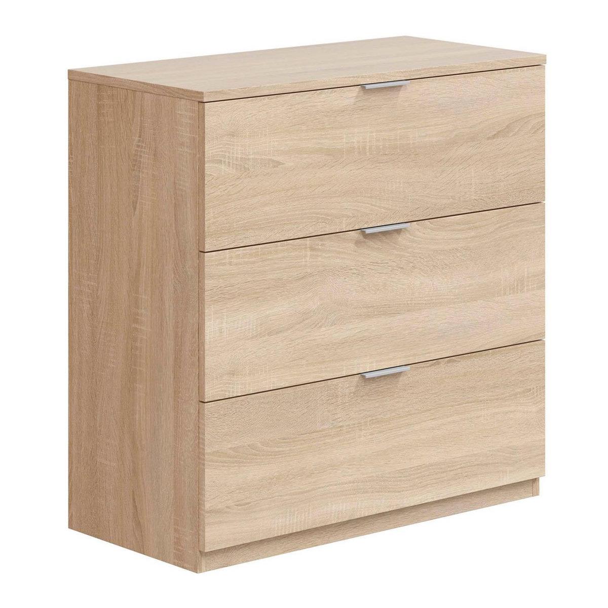 VS VENTA-STOCK Commode de niut Santi 3 tiroirs couleur chêne, 77 cm largeur