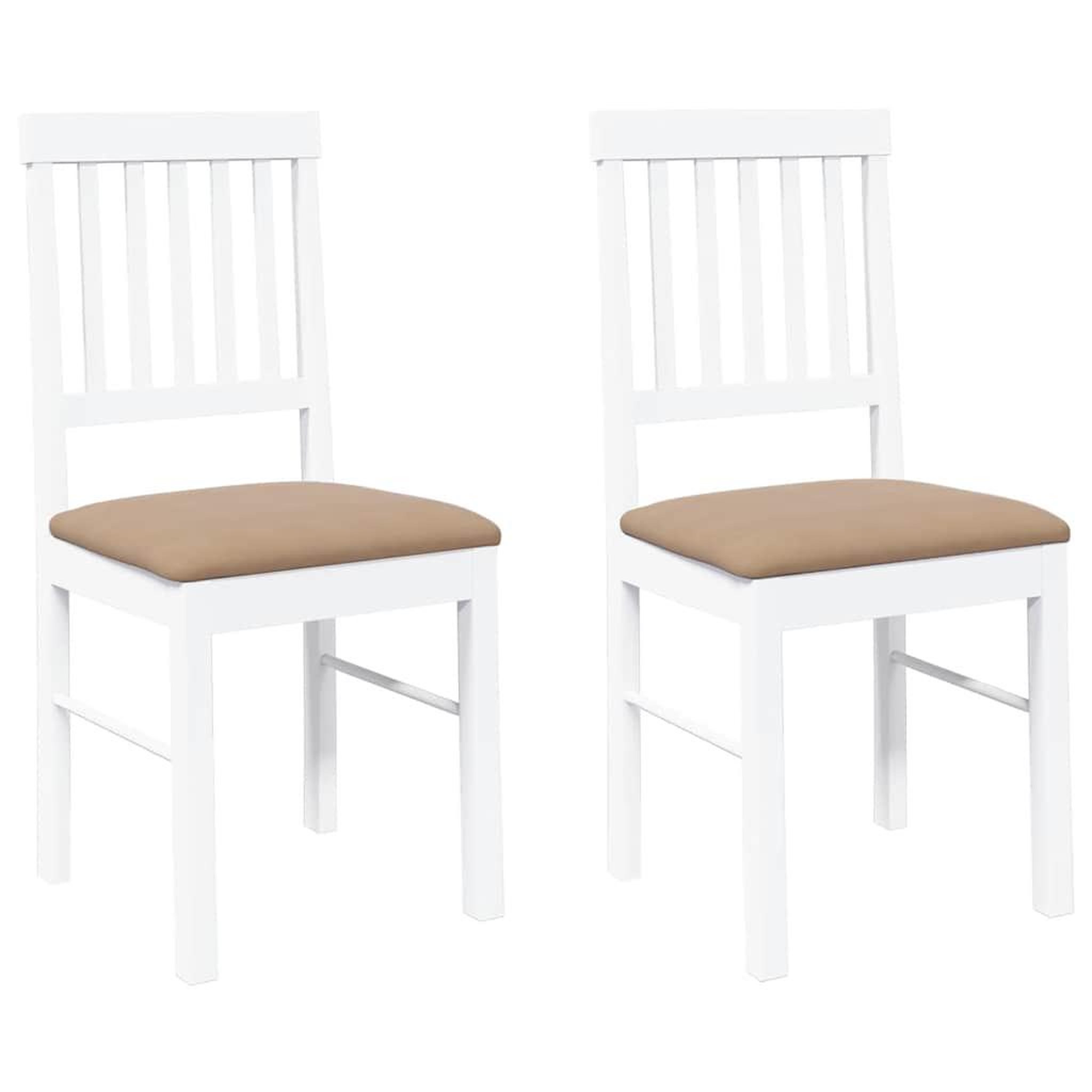 Voir la diapositive 2 : VIDAXL Chaises a manger coussins 2 pcs blanc bois massif caoutchouc
