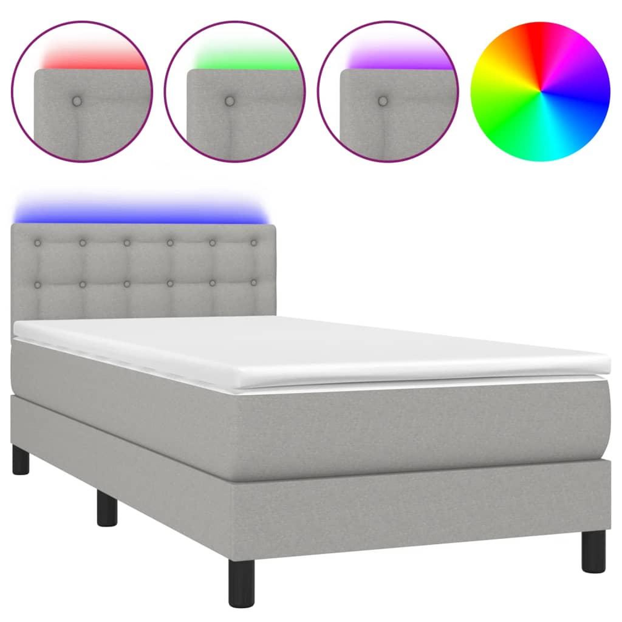 Voir la diapositive 2 : VIDAXL Sommier a lattes de lit avec matelas et LED Gris clair 80x200cm