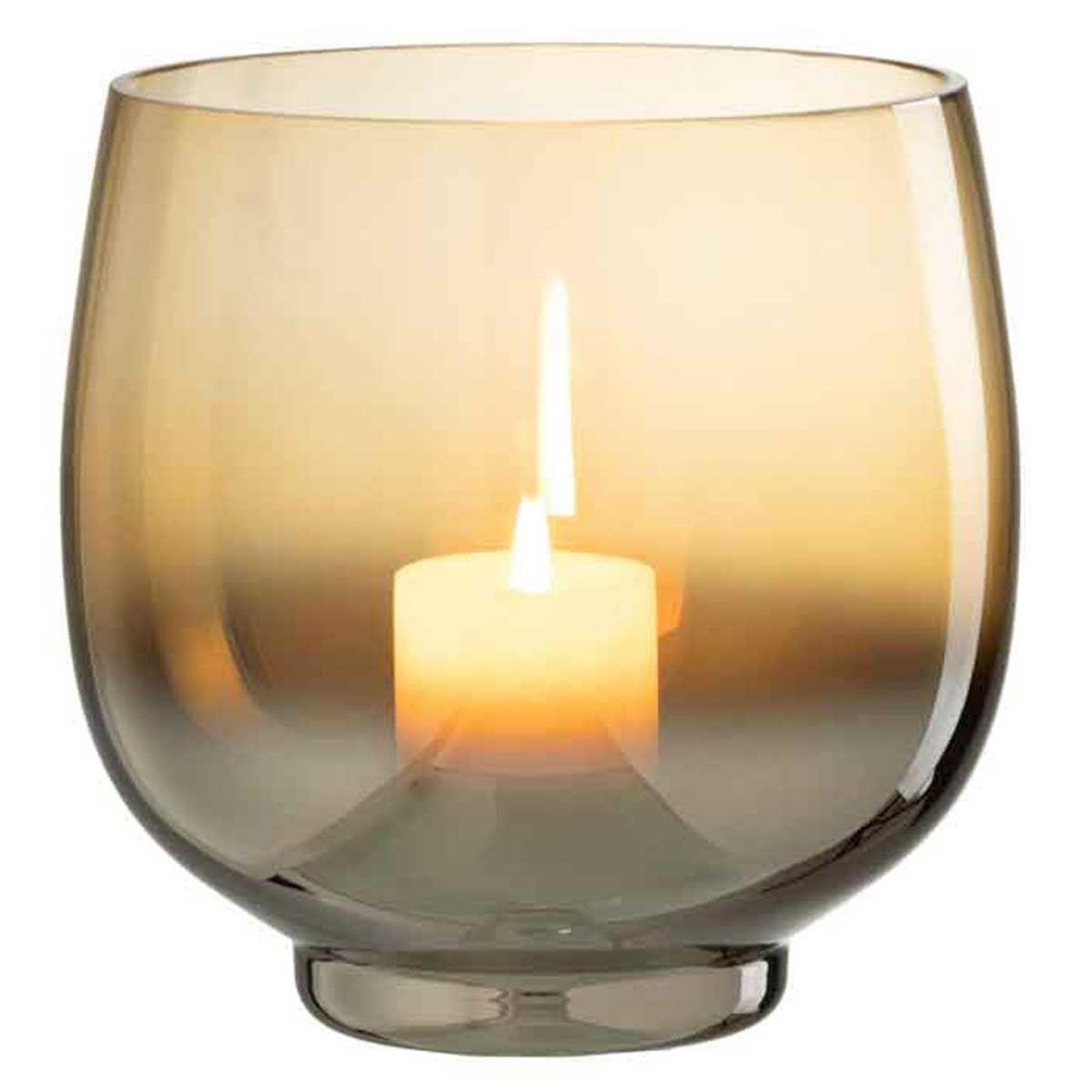 Voir la diapositive 2 : J-LINE Photophore rond déco  verre fumé  18cm argent