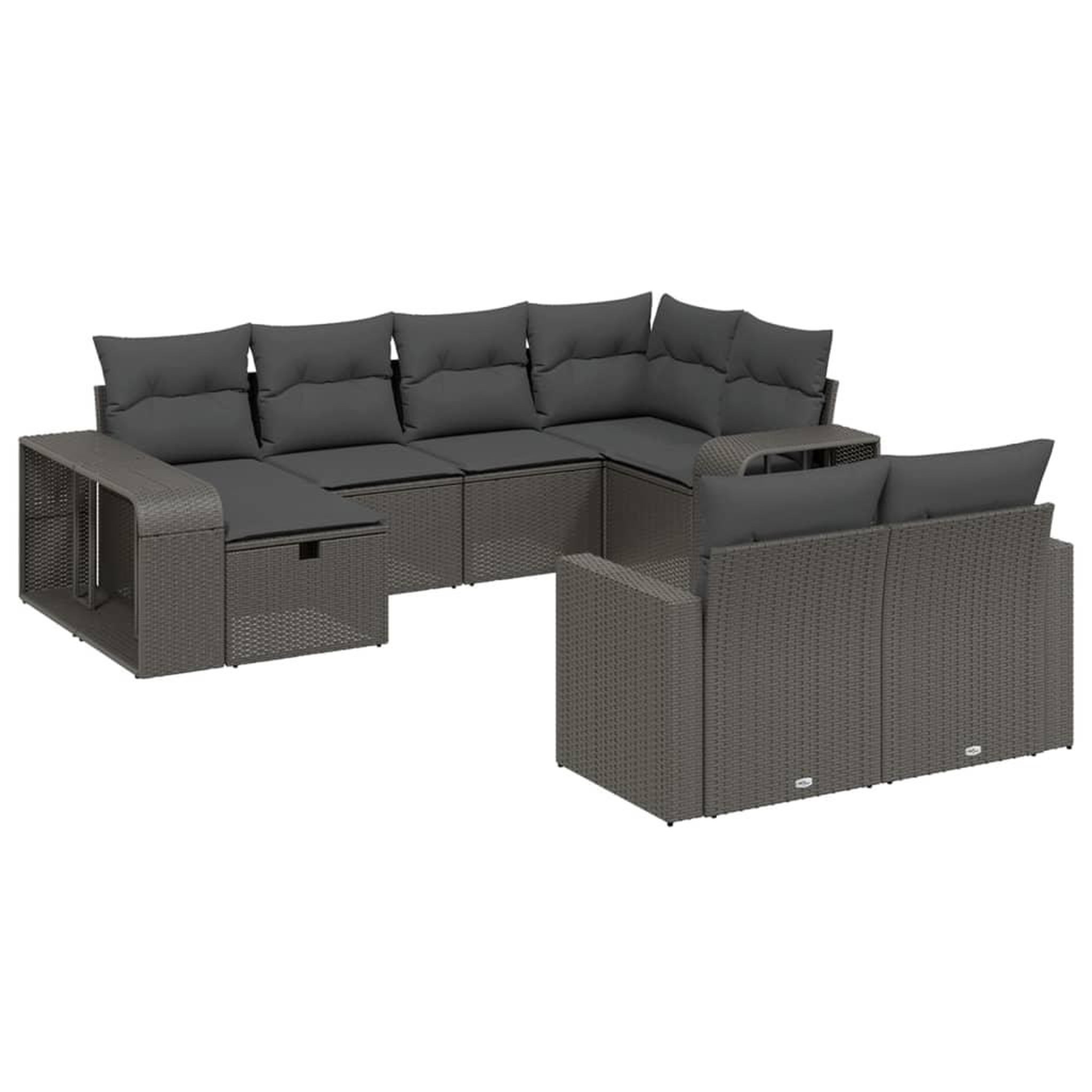 Voir la diapositive 2 : VIDAXL Salon de jardin 10 pcs avec coussins noir resine tressee