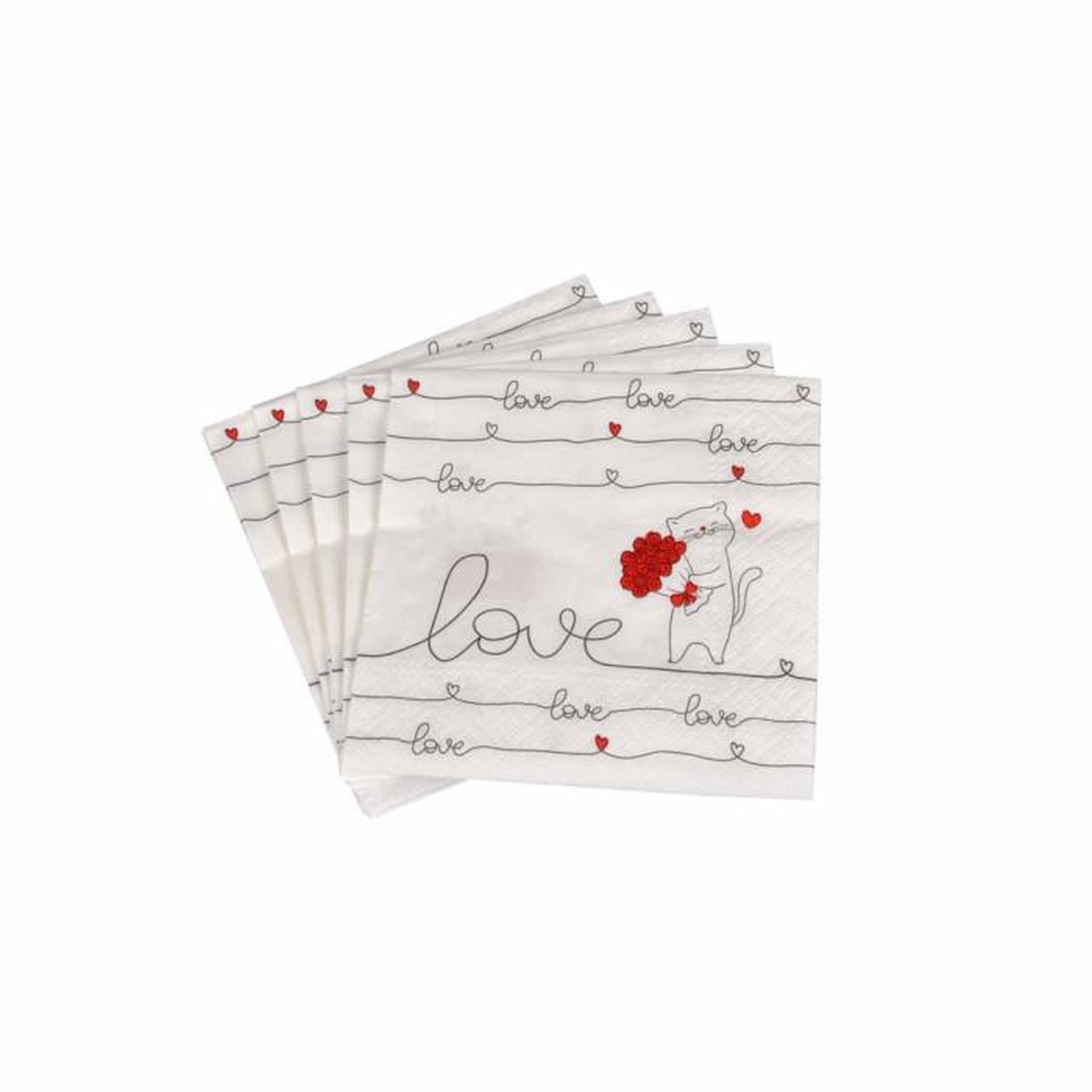 Voir la diapositive 2 : Paris Prix Lot de 20 Serviettes en Papier  We Love  25x25cm Blanc