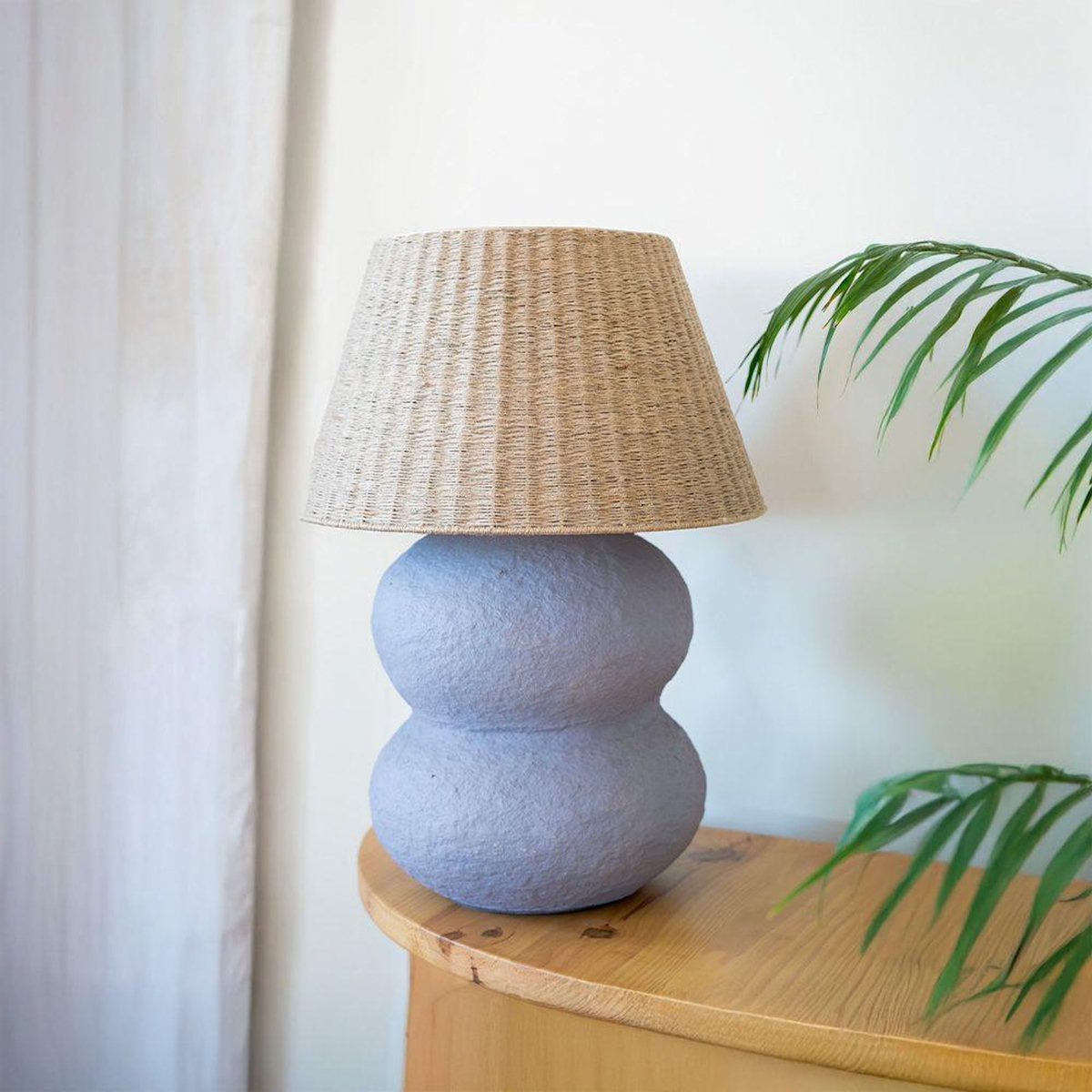 Rendez vous déco Lampe à poser en jute et papier mauve-Ida