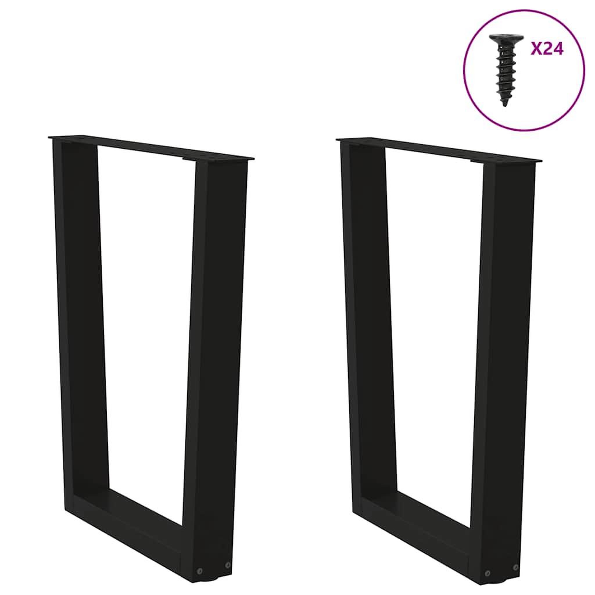 Voir la diapositive 3 : VIDAXL Pieds de table a manger forme de V 2 pcs noir 60x(72-73,3) cm
