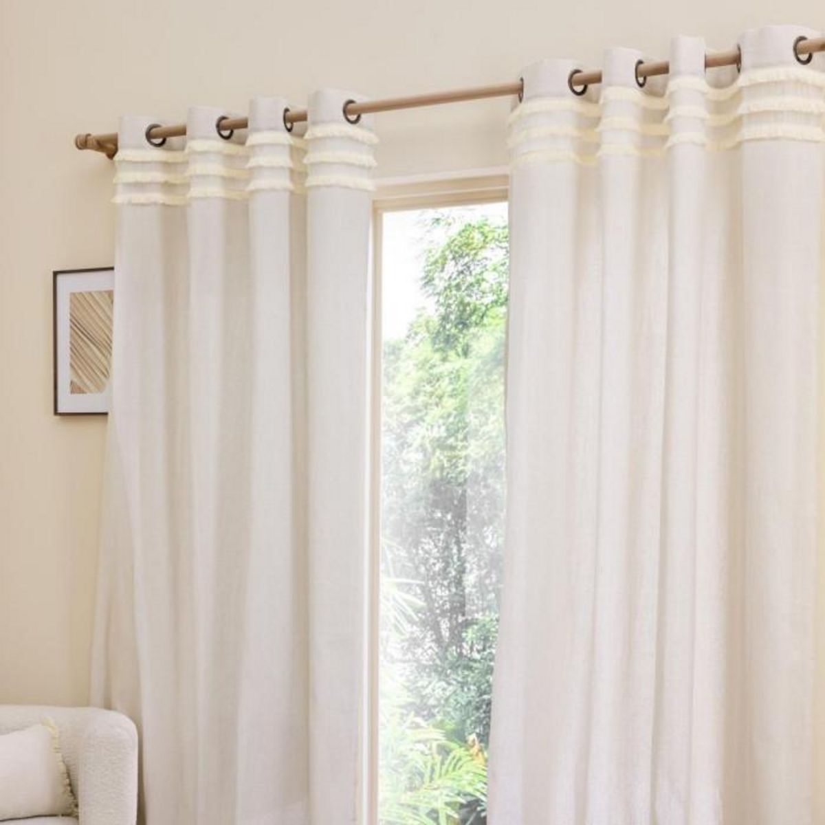 Paris Prix Rideau à Œillets à Franges  Vertis  140x240cm Naturel