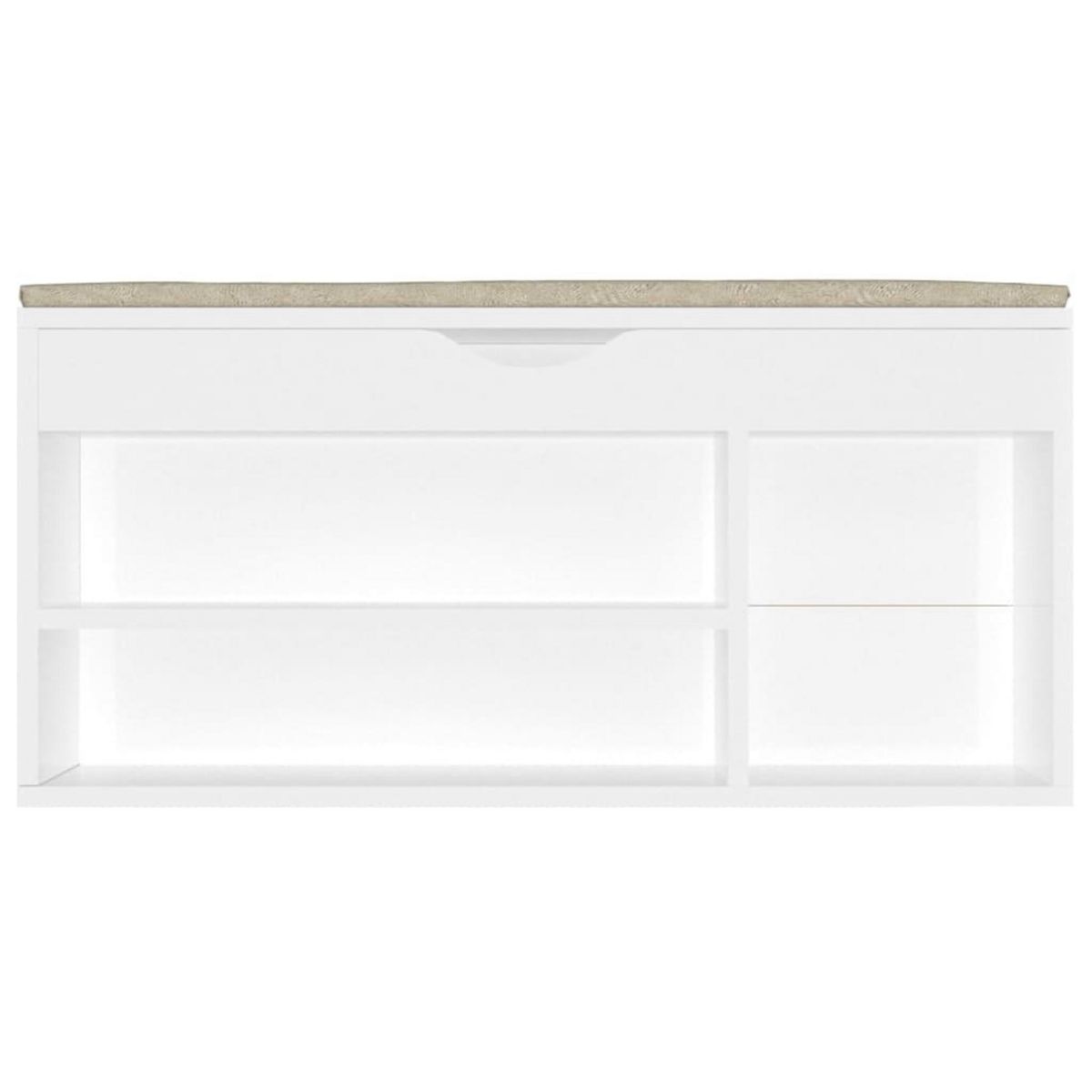 VIDAXL Banc a chaussures avec coussin Blanc brillant Bois d'ingenierie