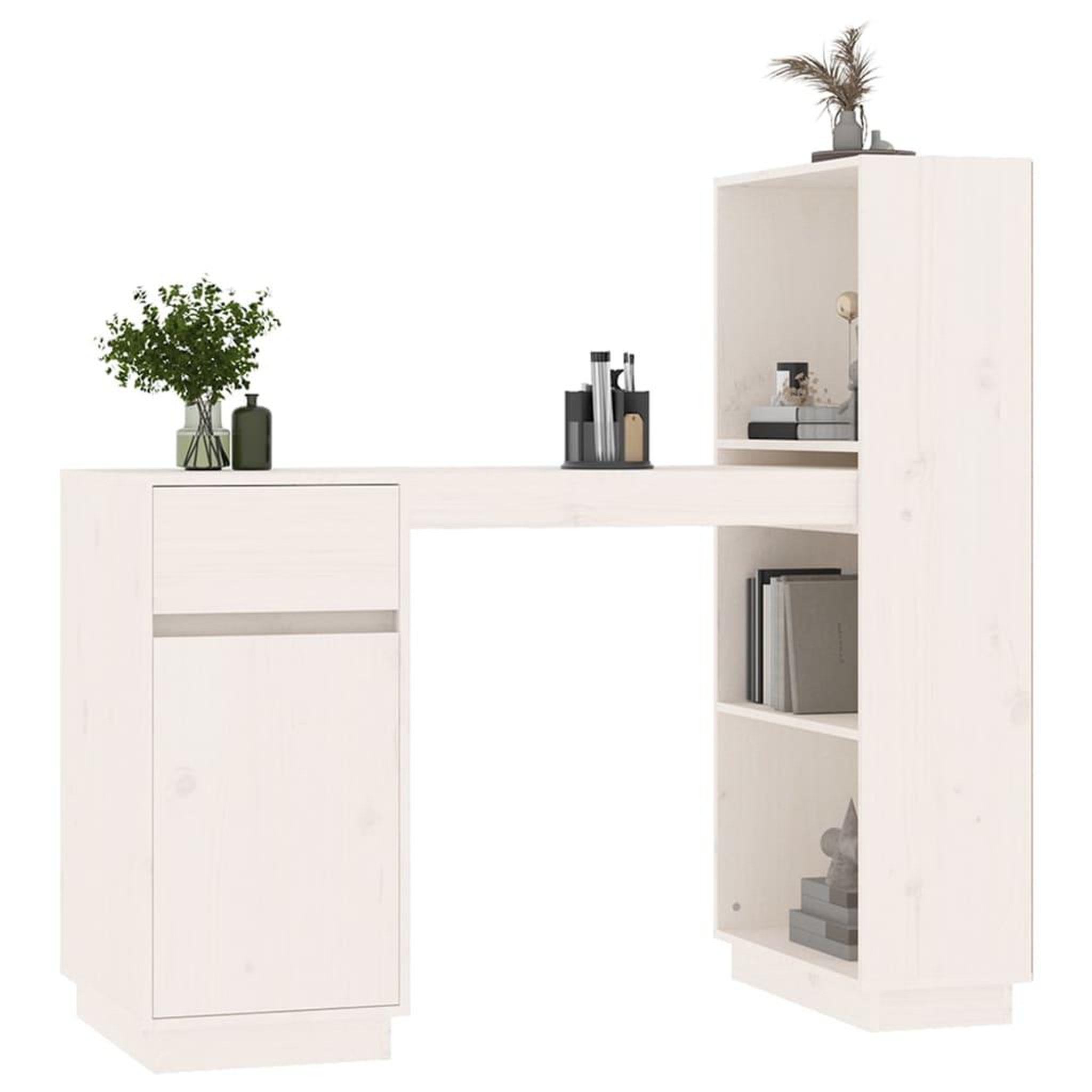 Voir la diapositive 4 : VIDAXL Bureau Blanc 110x53x117 cm Bois massif de pin