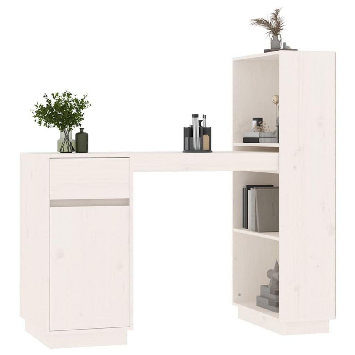 VIDAXL Bureau Blanc 110x53x117 cm Bois massif de pin