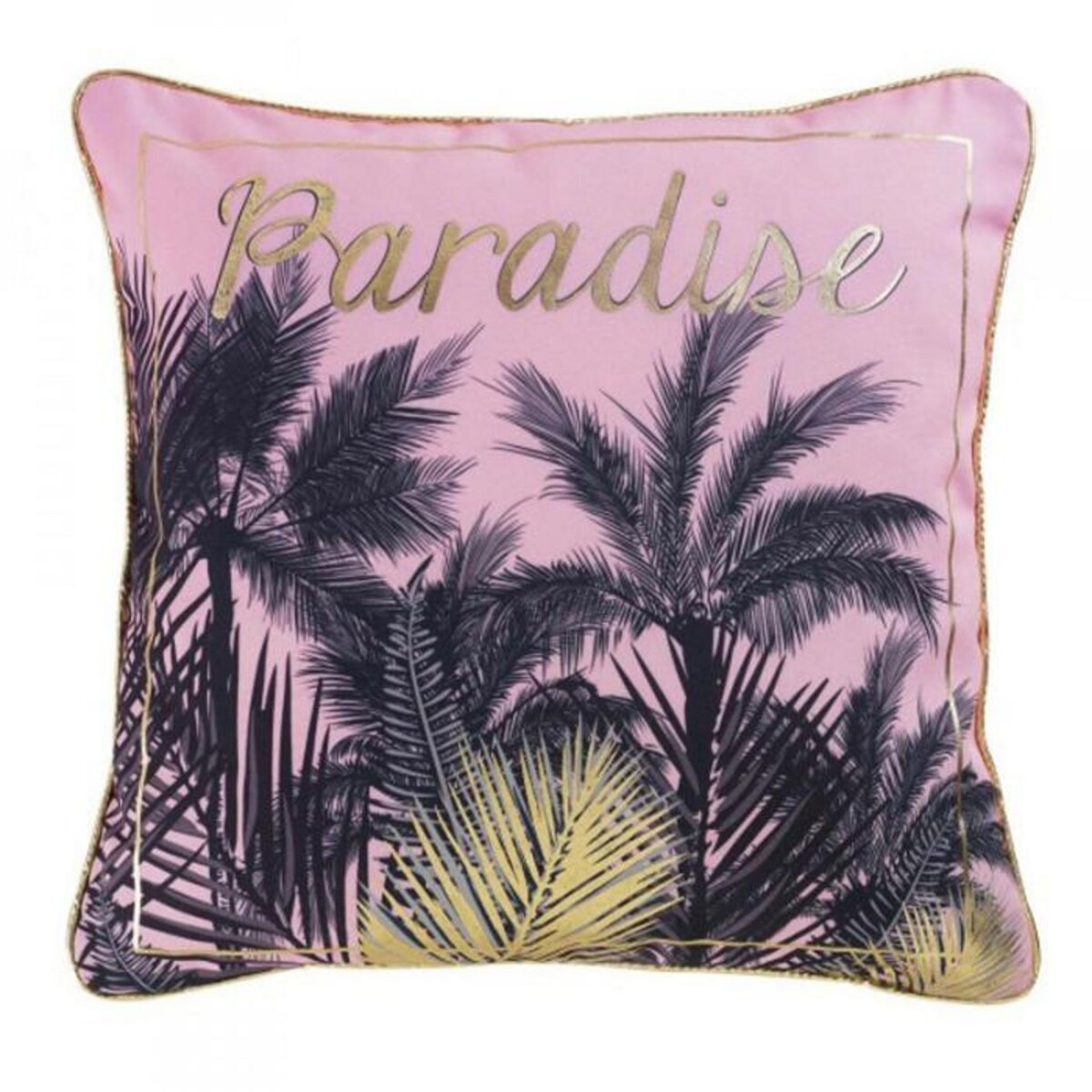 Paris Prix Coussin Passepoil  Paradise  45x45cm Rose & Noir