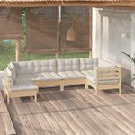VIDAXL Salon de jardin 6 pcs avec coussins creme bois de pin