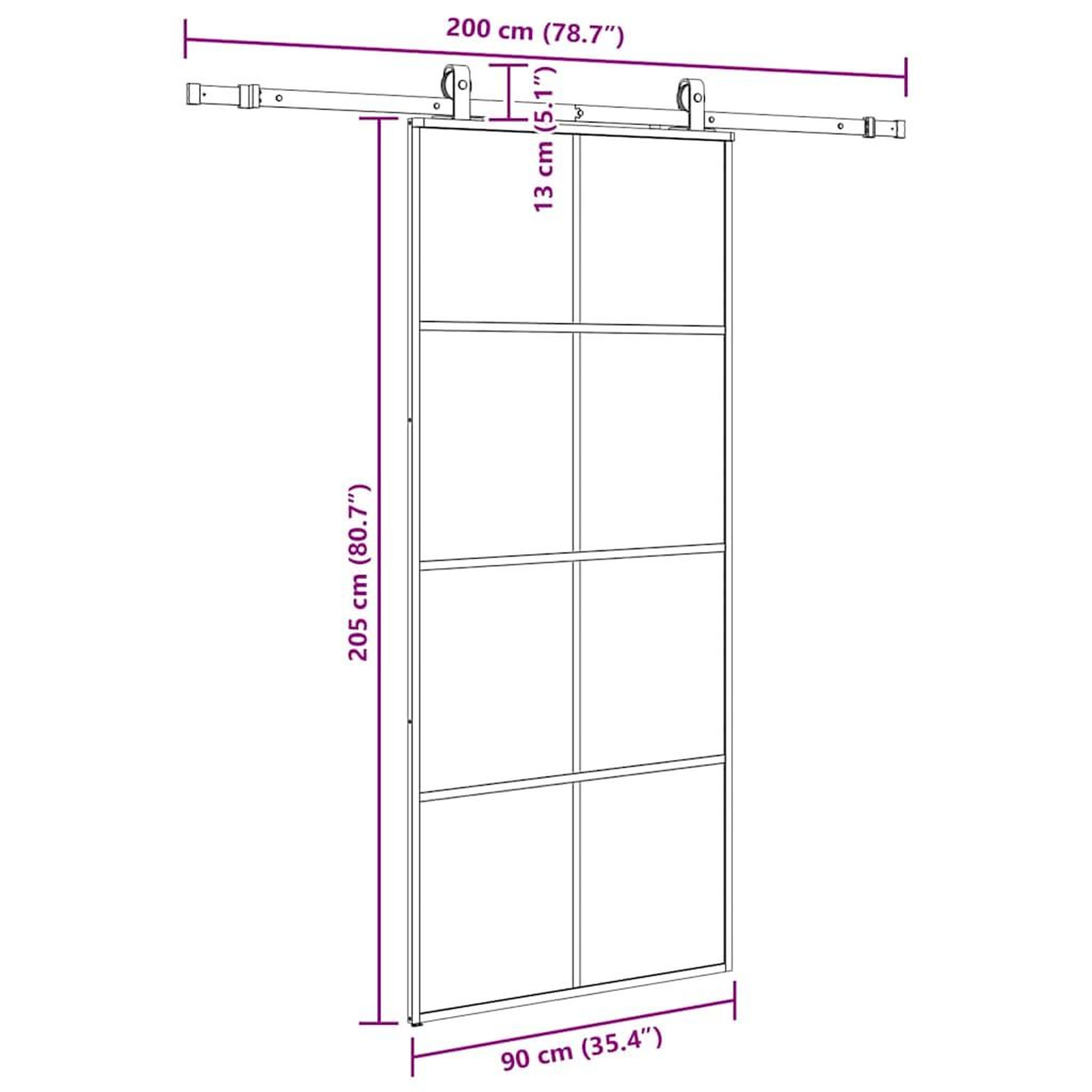 Voir la diapositive 6 : VIDAXL Porte coulissante kit de quincaillerie noir 90x205 cm verre ESG