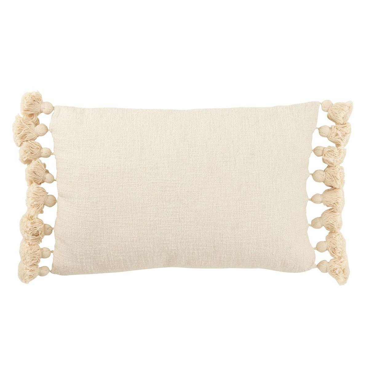 Paris Prix Coussin Déco Pompons  Bella  40x60cm Beige