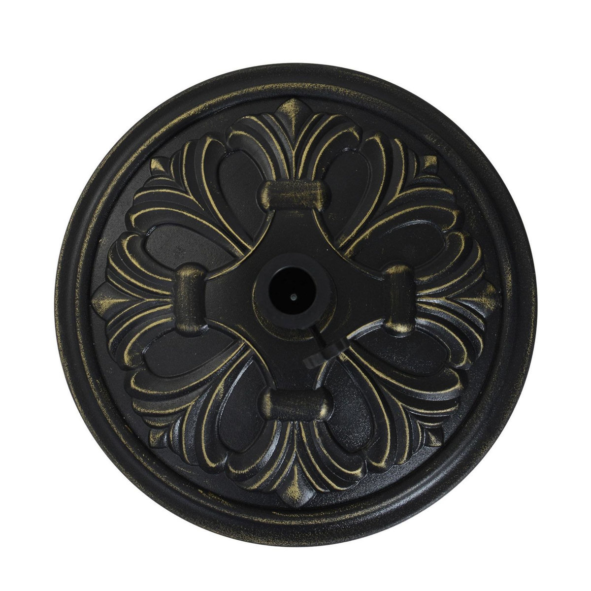 OUTSUNNY Pied de parasol rond base de lestage Ø 48 x 34H cm ciment HDPE motif fleurs de lys poids net 13 Kg