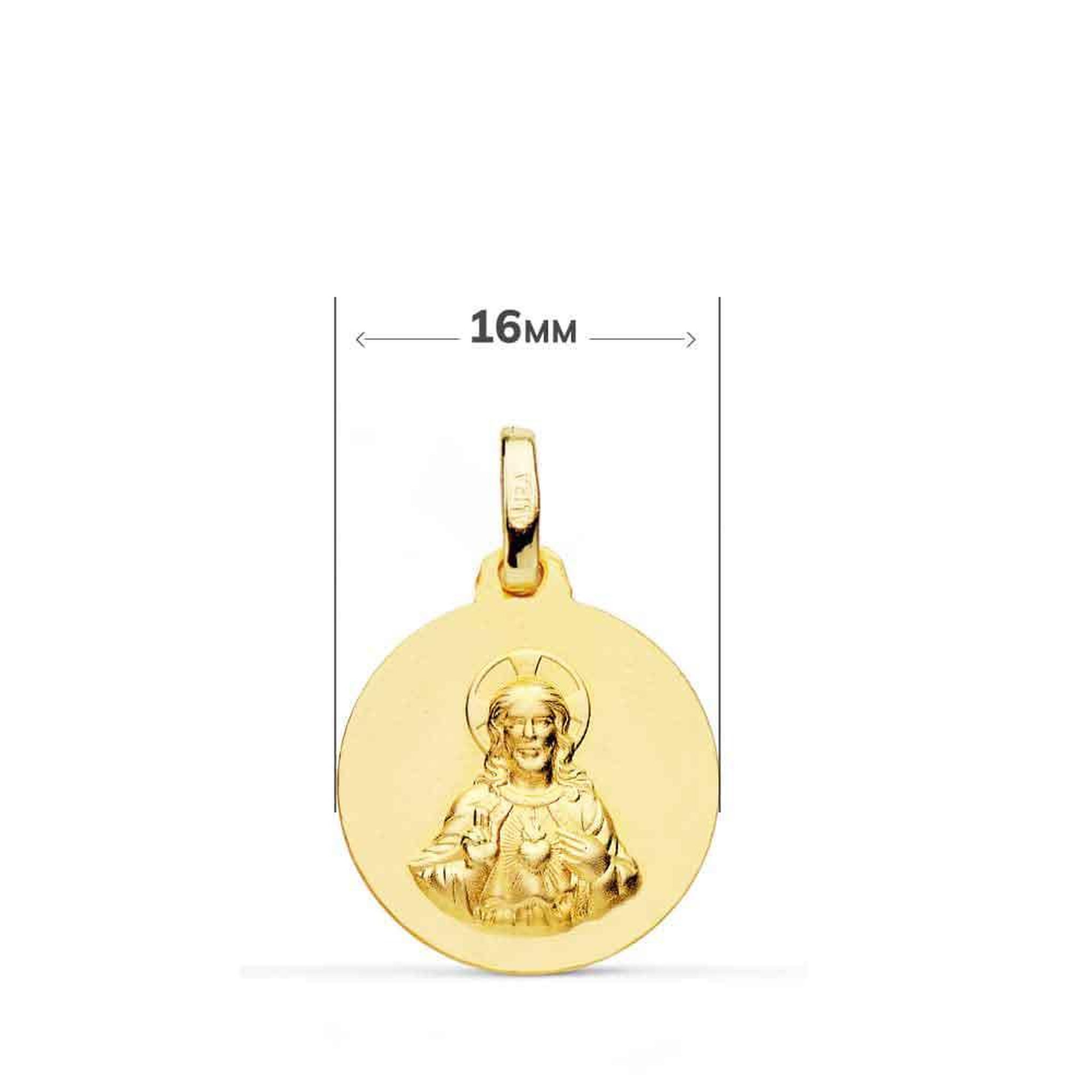 Voir la diapositive 2 : L'ATELIER D'AZUR Pendentif Médaille Scapulaire Or Jaune - Vierge du Carmen et Sacré Coeur de Jesus - Chaine Offerte