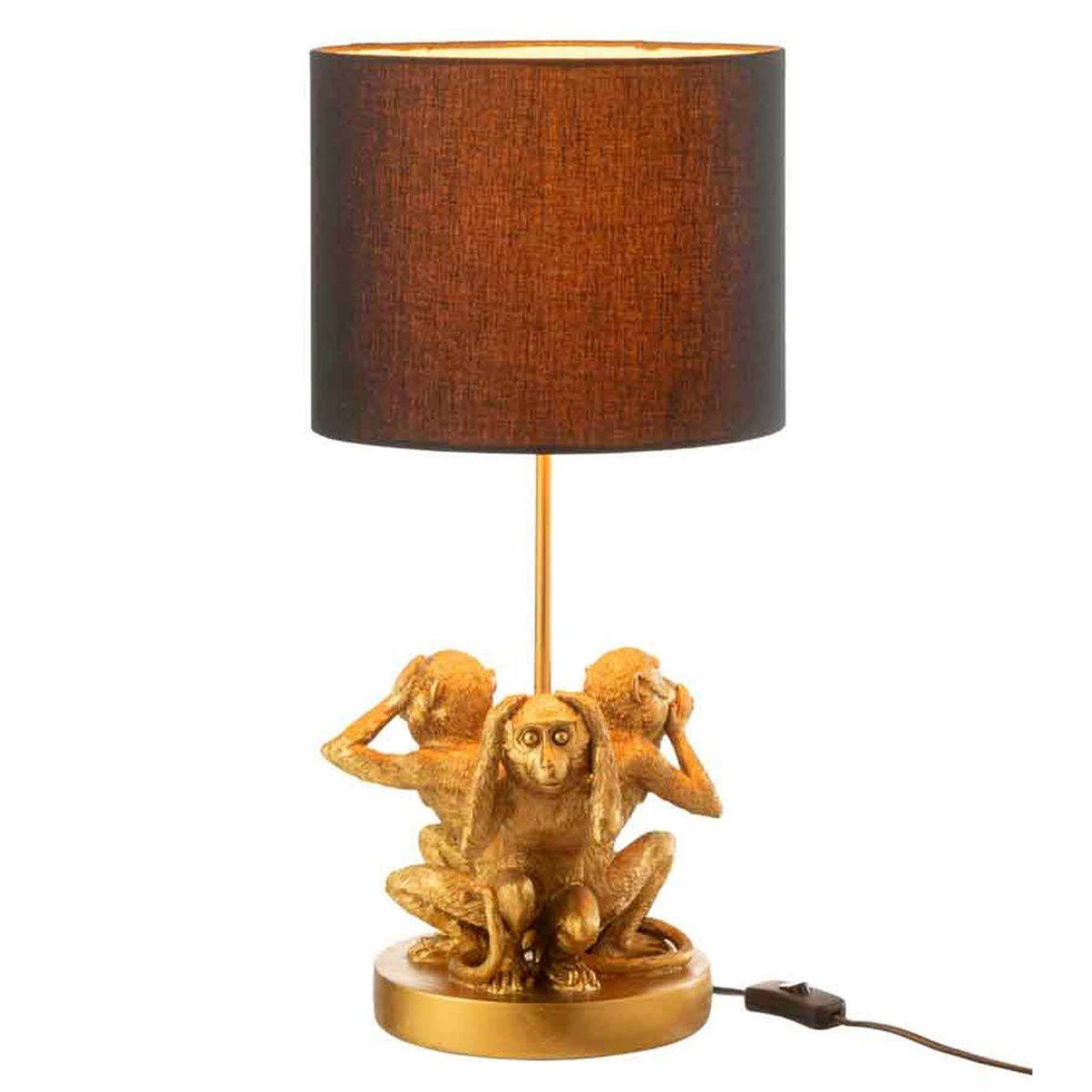 Voir la diapositive 2 : J-LINE Lampe à poser design  singe résine  53cm or