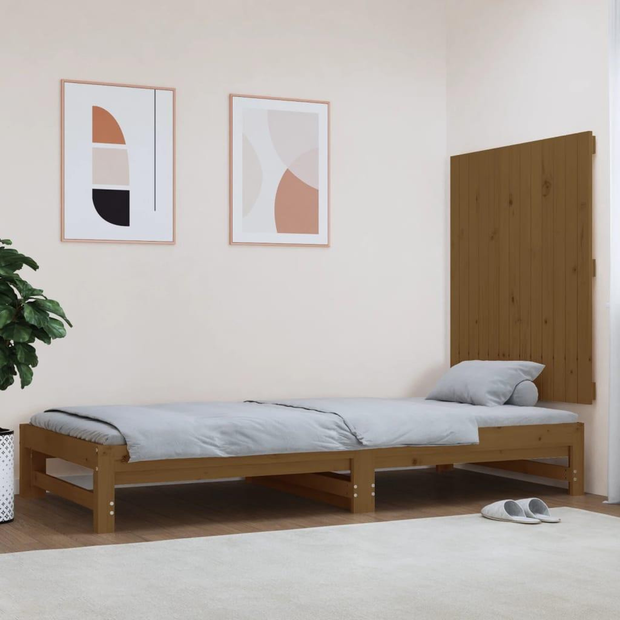 Voir la diapositive 1 : VIDAXL Tete de lit murale Marron miel 82,5x3x90 cm Bois massif de pin