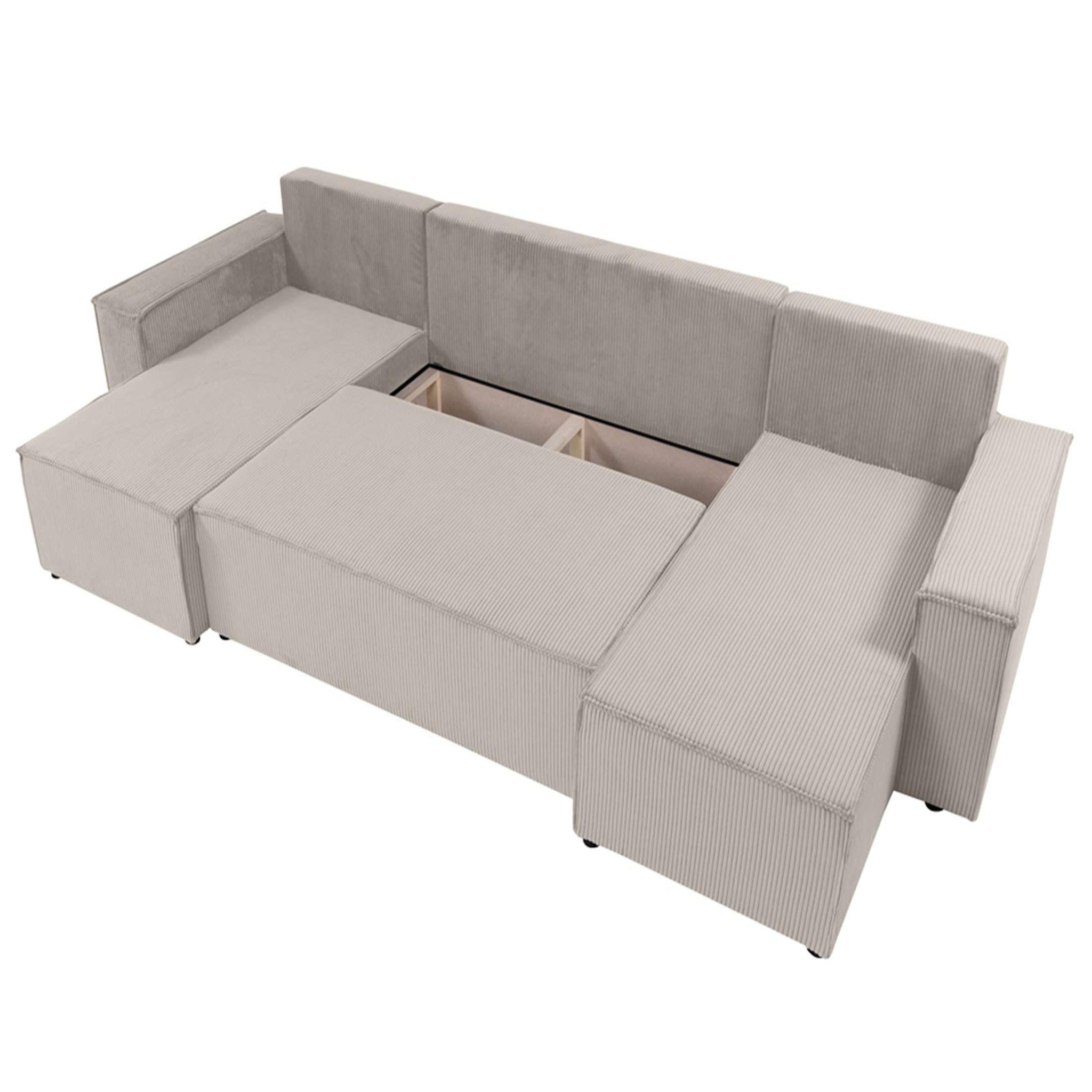 Voir la diapositive 3 : BEST MOBILIER Cezanne - canapé panoramique en u - 7 places - convertible avec coffre - en velours côtelé
