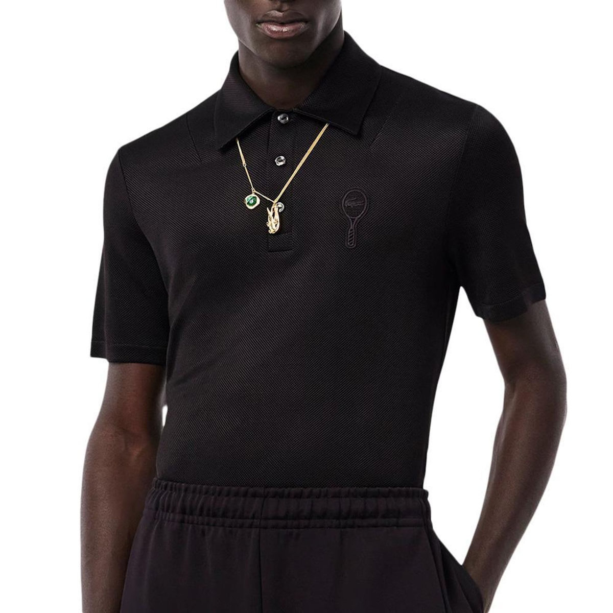 Lacoste Polo Noir Homme Lacoste Runway Regular Fit Satin