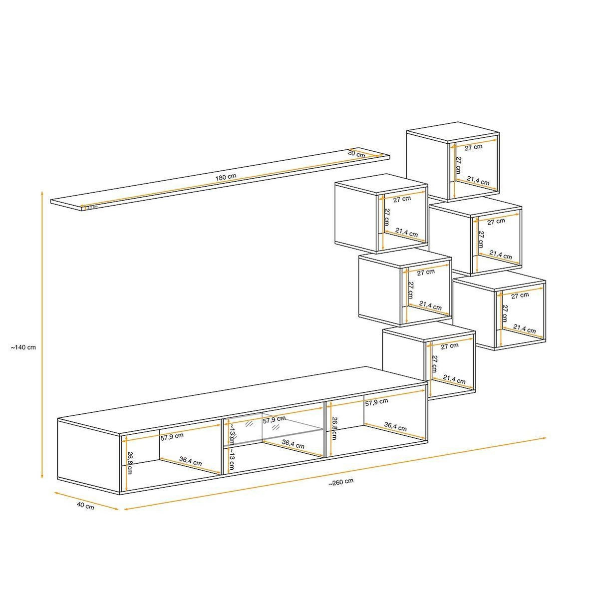 Paris Prix Ensemble Meuble TV  Switch XXI  260cm Naturel