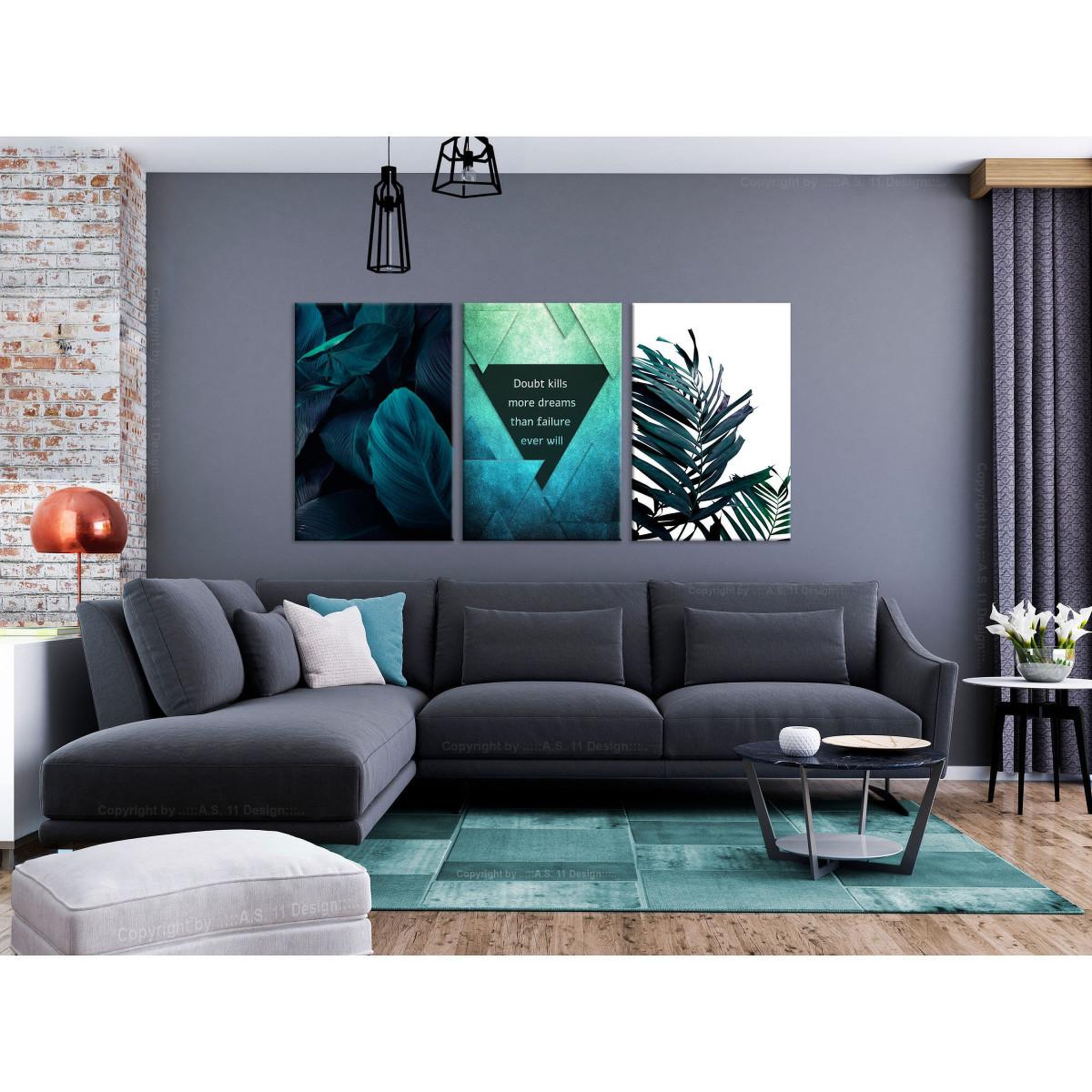Voir la diapositive 2 : Paris Prix Tableau imprimé  jungle dreams 3 panneaux  60x120cm