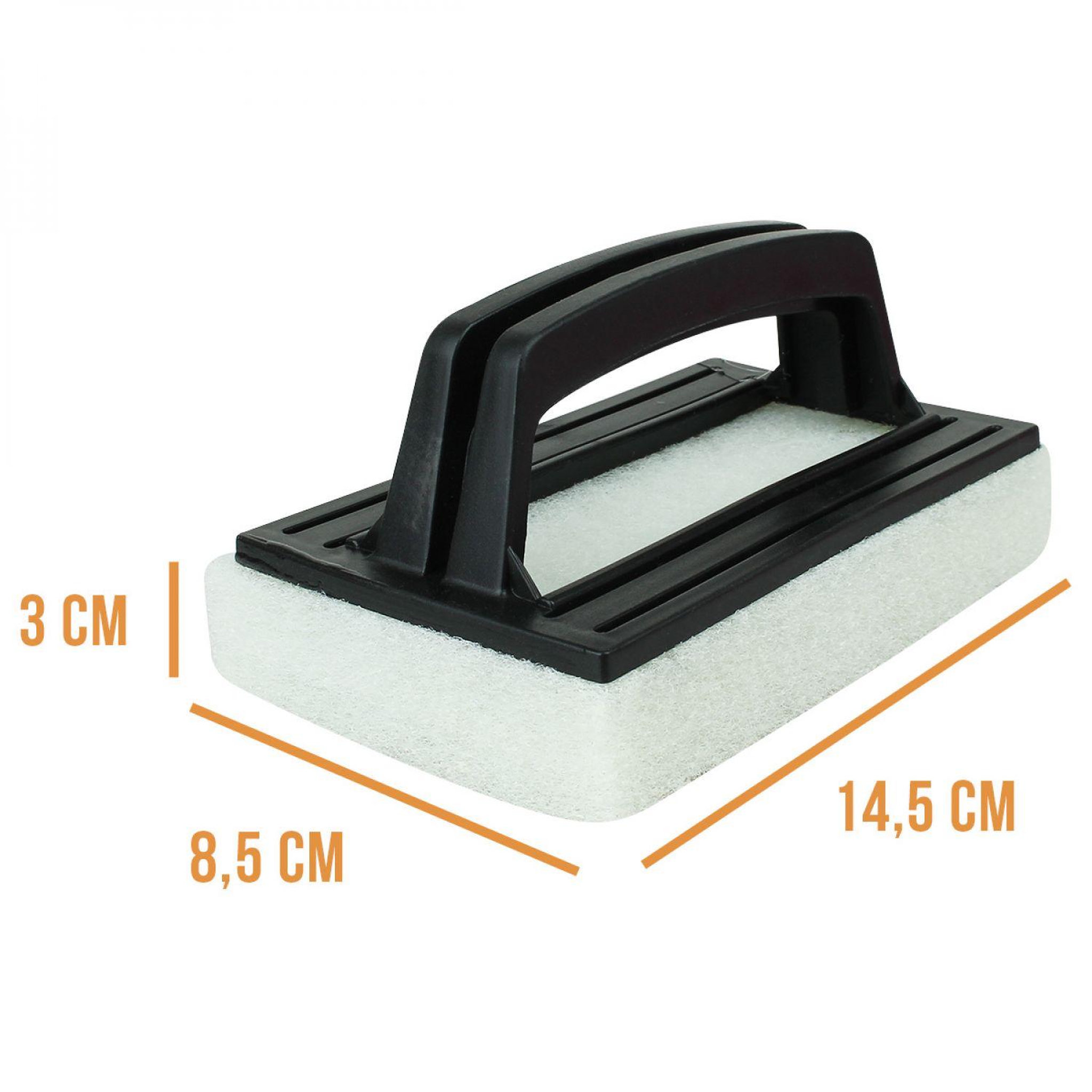 Voir la diapositive 2 : LINXOR Brosse, éponge ligne d'eau avec poignée pour piscine - 8.5 cm x 14.5 cm - Noir